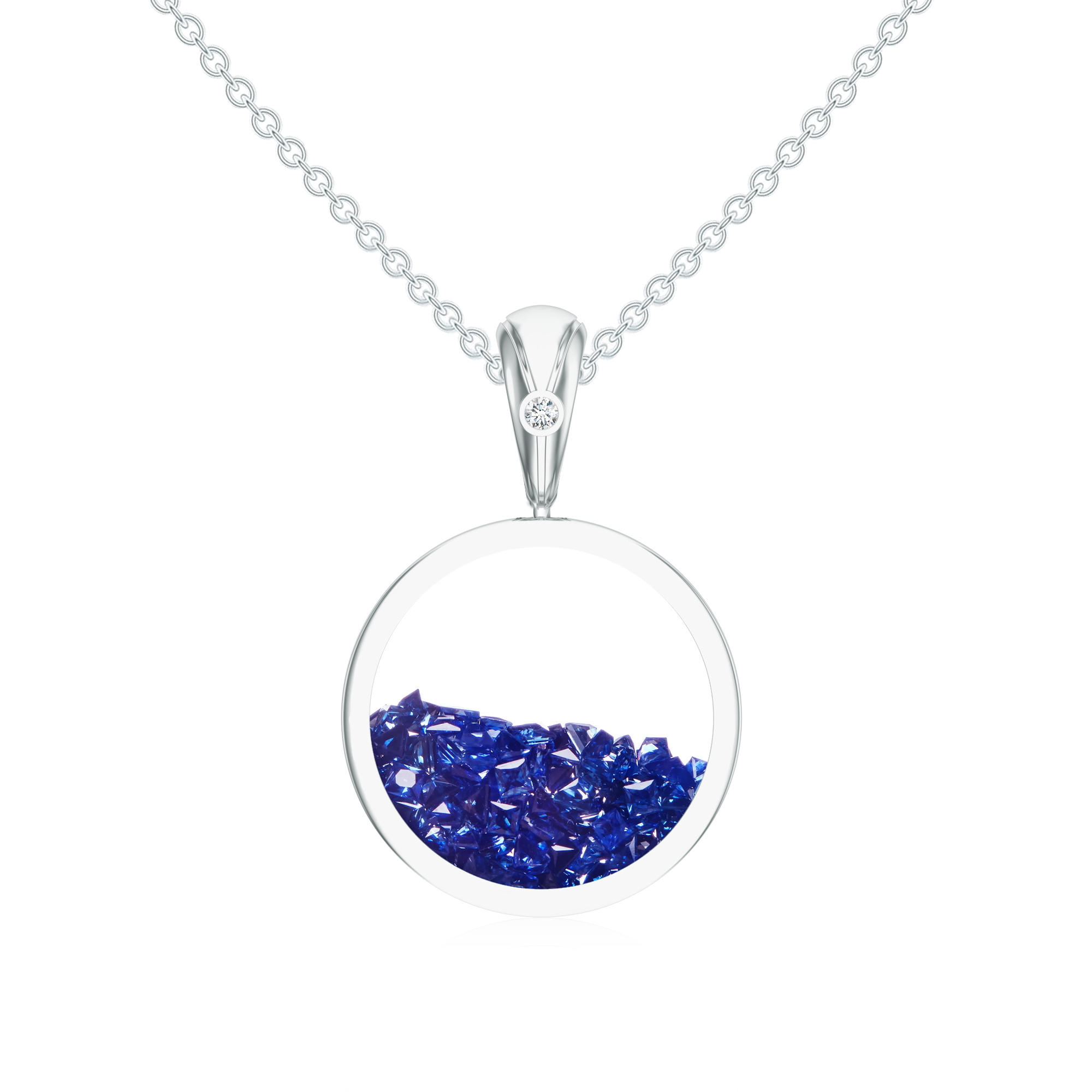 Pandantiv aur 18k: safir albastru, diamante P/SS-NOM-WG-BS/D