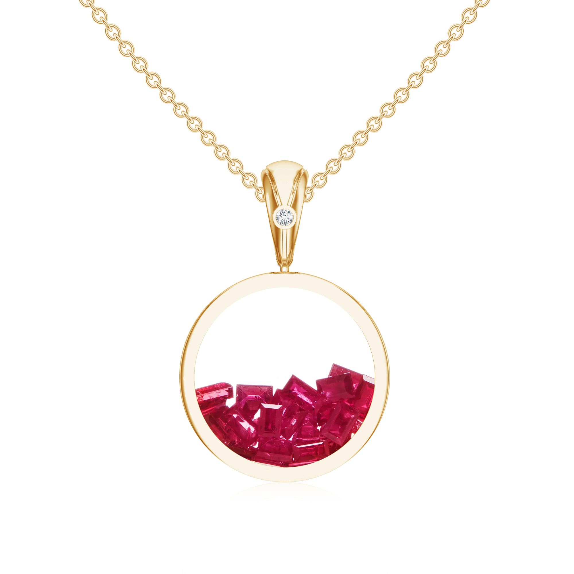 Pandantiv aur galben 18k: rubine, diamante P/SS-NOM-YG-RY/D