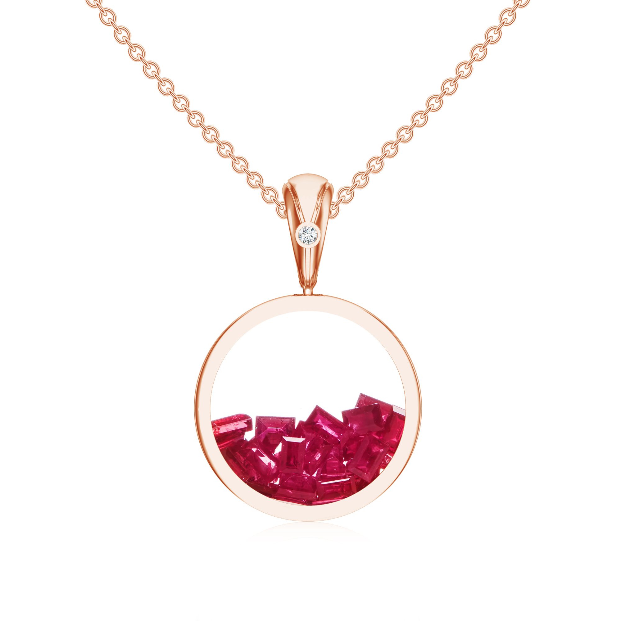 Pandantiv aur roz 18k: rubine, diamante P/SS-NOM-RG-RY/D