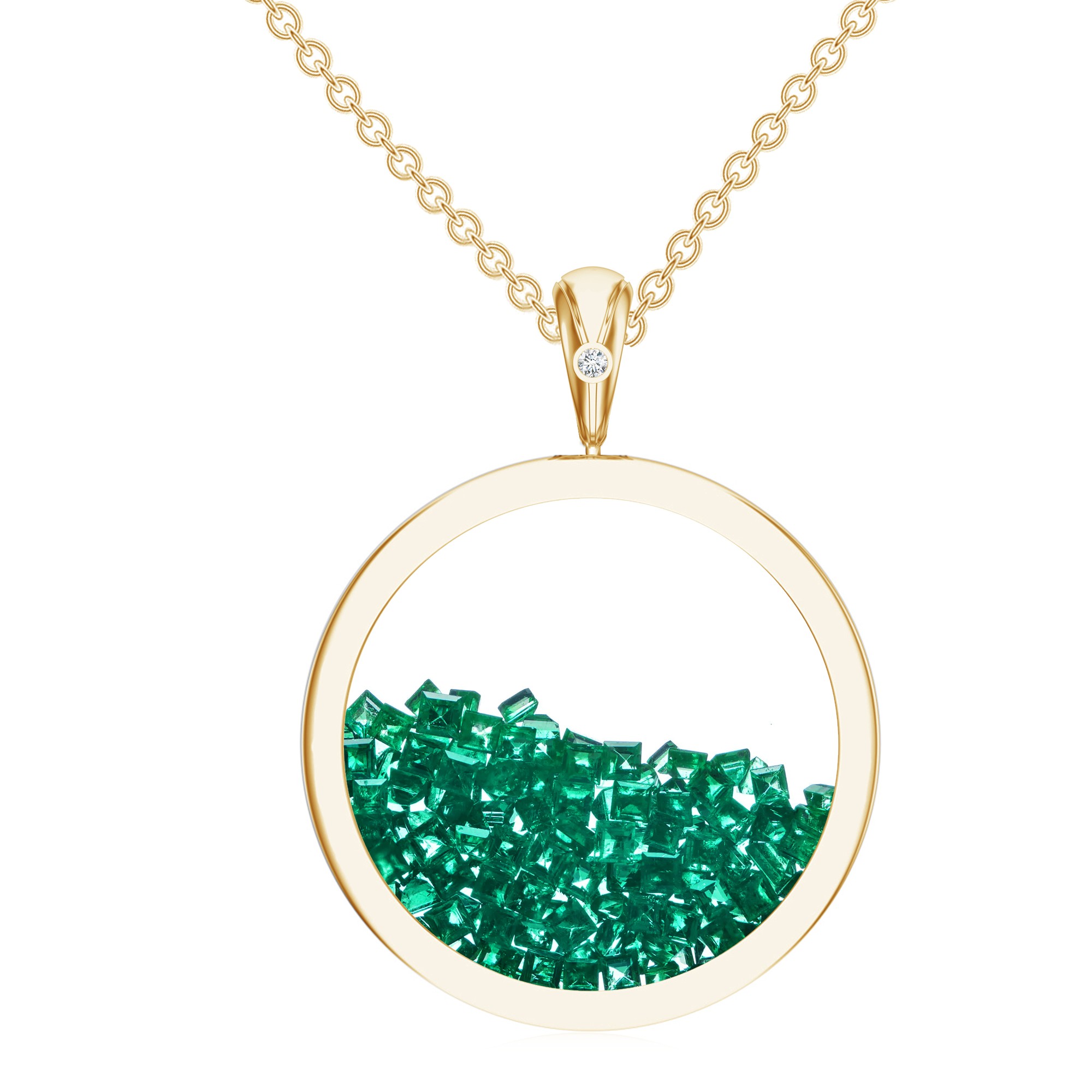 Pandantiv aur galben 18k: smaralde, diamante P/BS-NOM-YG-E/D