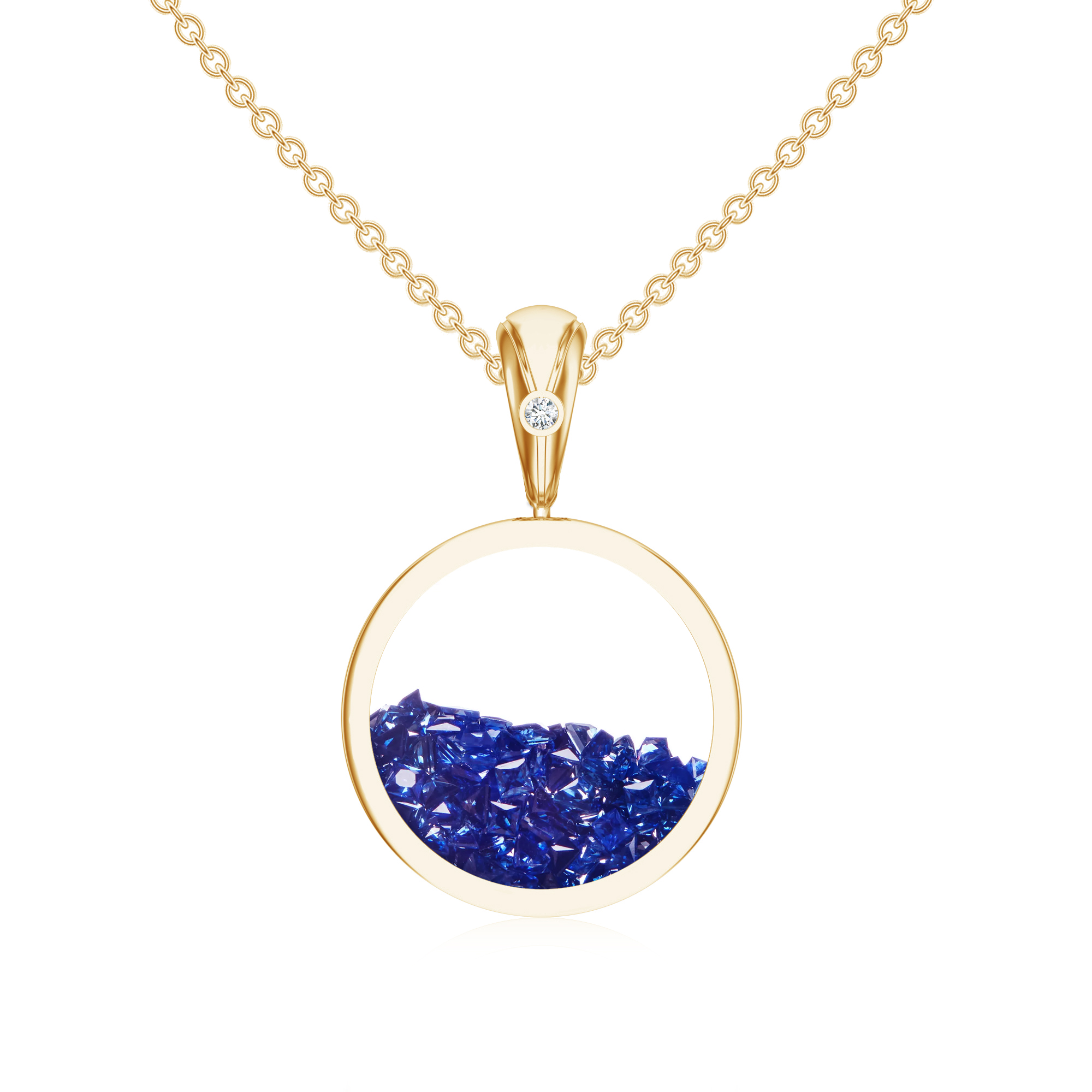 Pandantiv aur 18k: safire albastre, diamant P/SS-NOM-YGBS/D