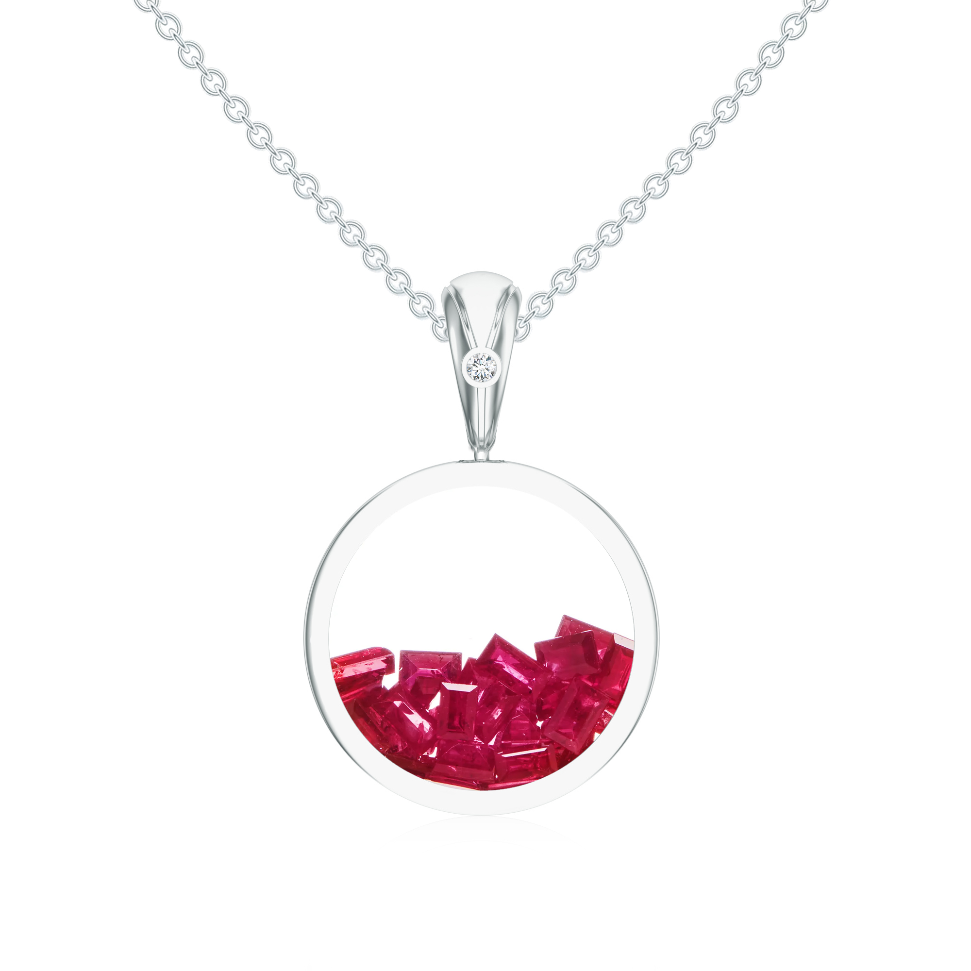 Pandantiv aur alb 18k: rubine, diamante