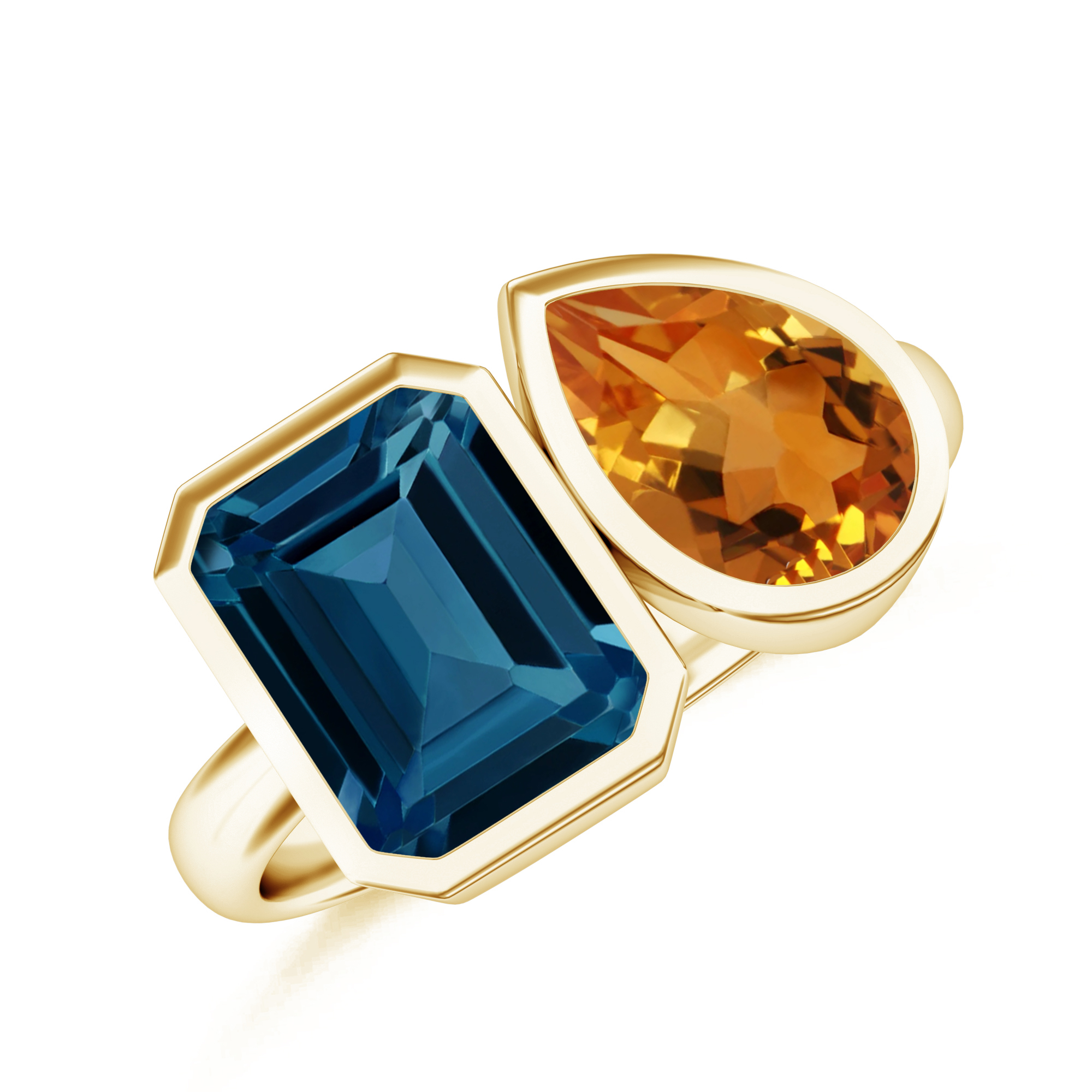 Inel DUET din aur galben de 18k cu topaz si citrin