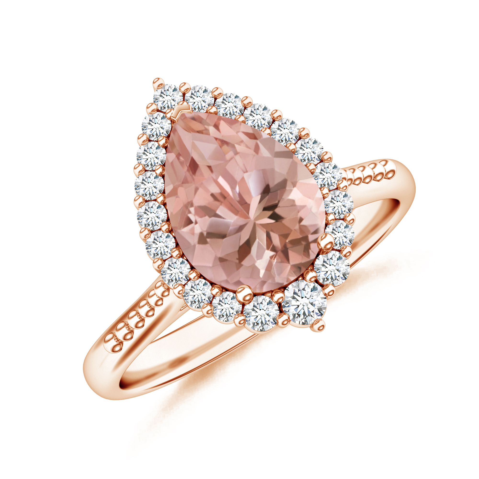 Inel aur roz 18k, morganit / diamante