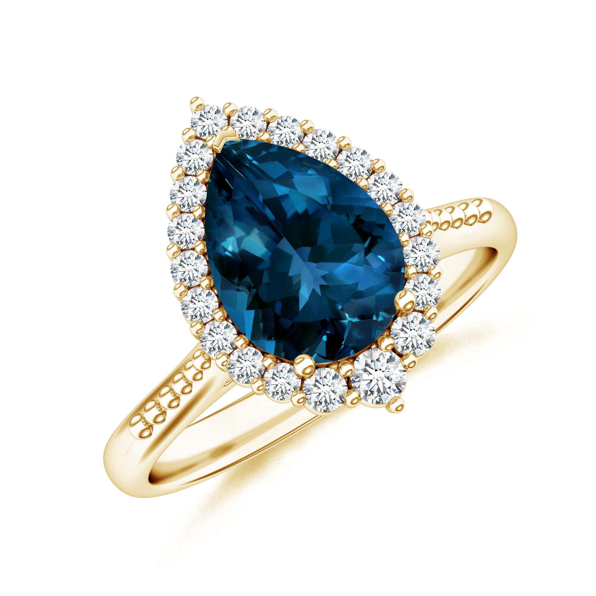Inel aur galben 18k, topaz / diamante