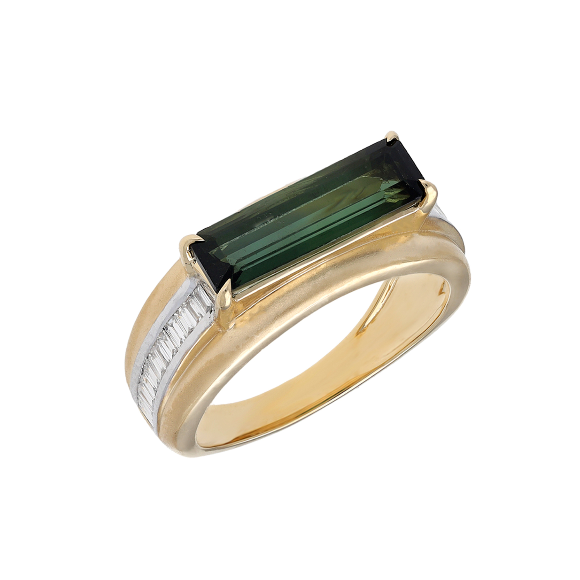 Inel aur galben 18k, turmalina (2.25 ct.) , diamante (0.23 ct.)