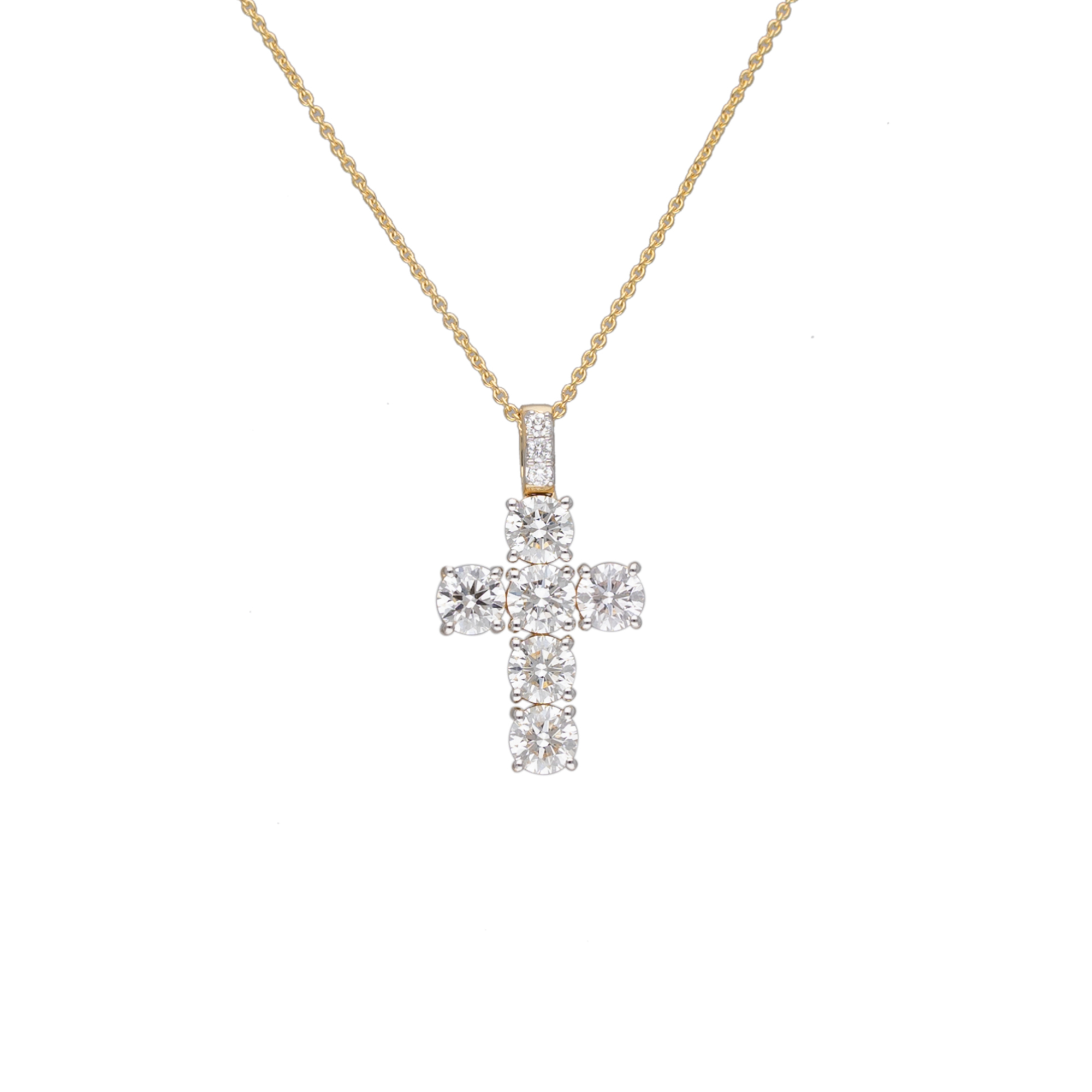 Pandantiv cu lant in aur galben de 18k cu diamante