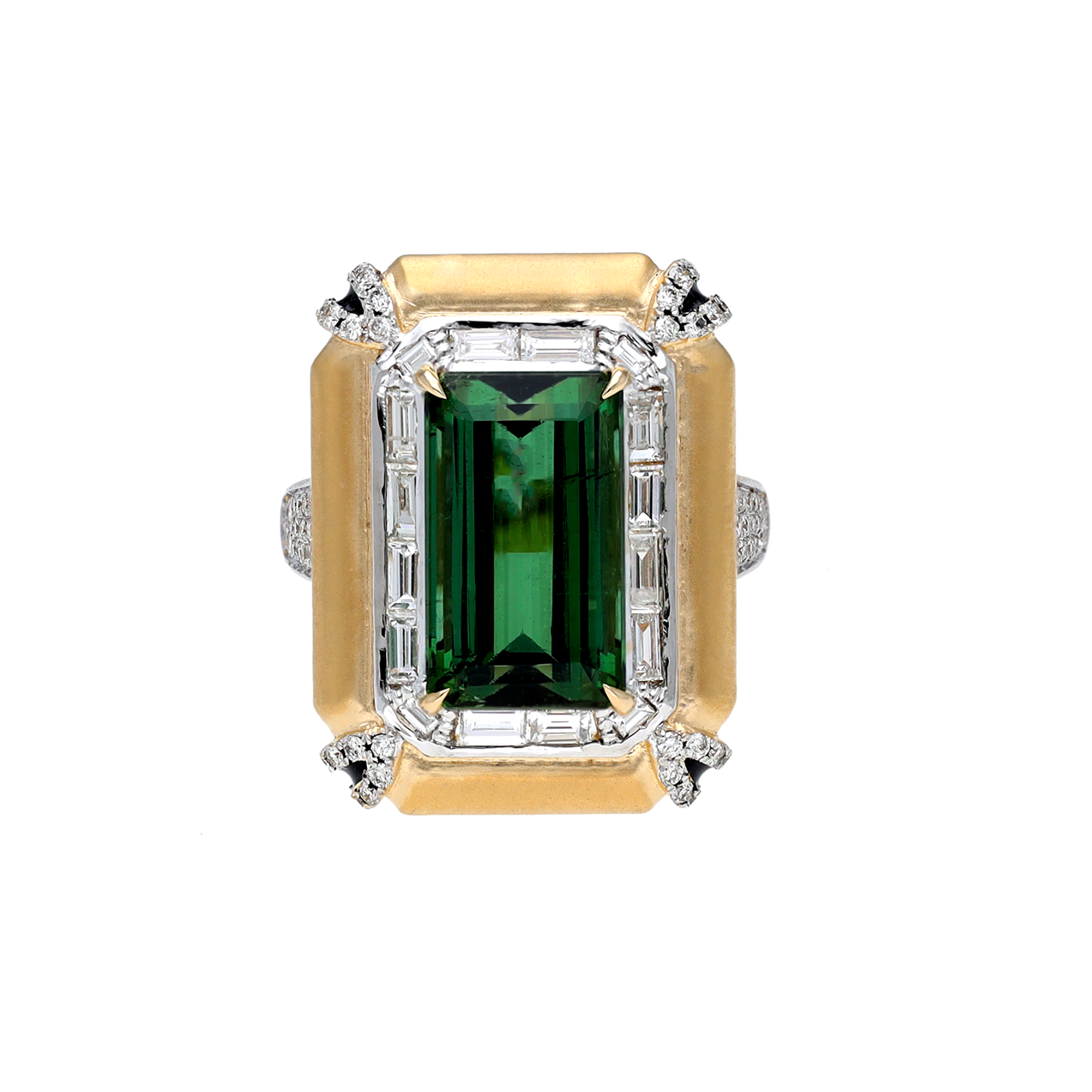 Inel GALA: aur galben 18k, turmalina (8.31 ct.) , diamante (1.44 ct.)