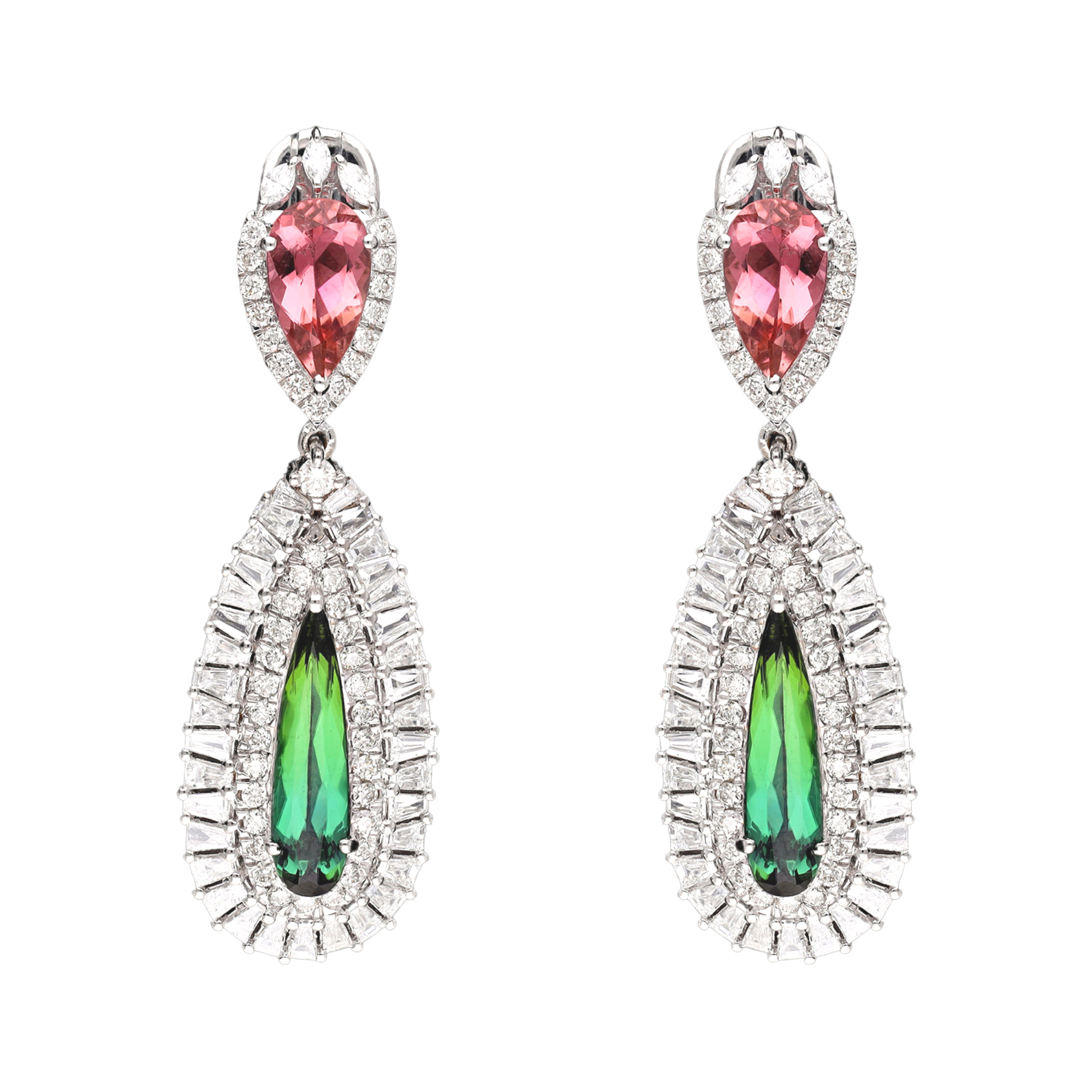 Cercei GALA din aur alb de 18k cu turmalina (8.63 ct.) si diamante (2.77 ct.)