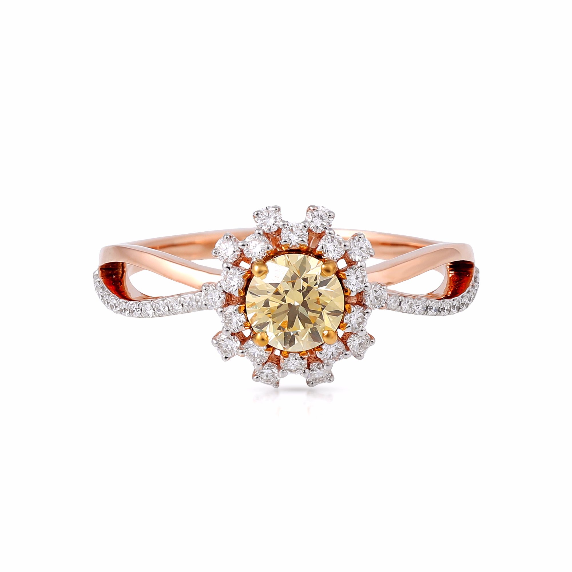 INEL DIAMONDS: aur roz 18k / diamant galben/portocaliu 0.52 ct. (GIA) / diamante