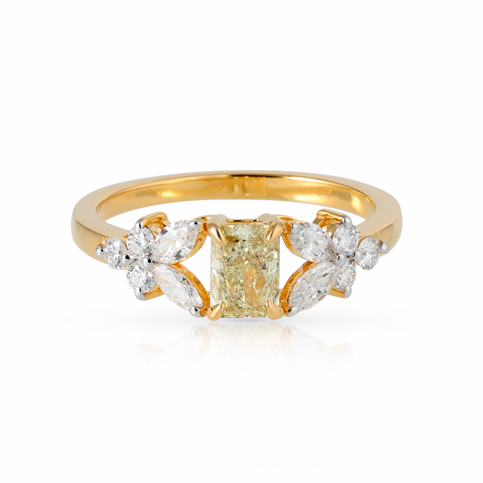 INEL DIAMONDS: aur galben 18k / diamant galben-verde 0.52 ct. (GIA) / diamante