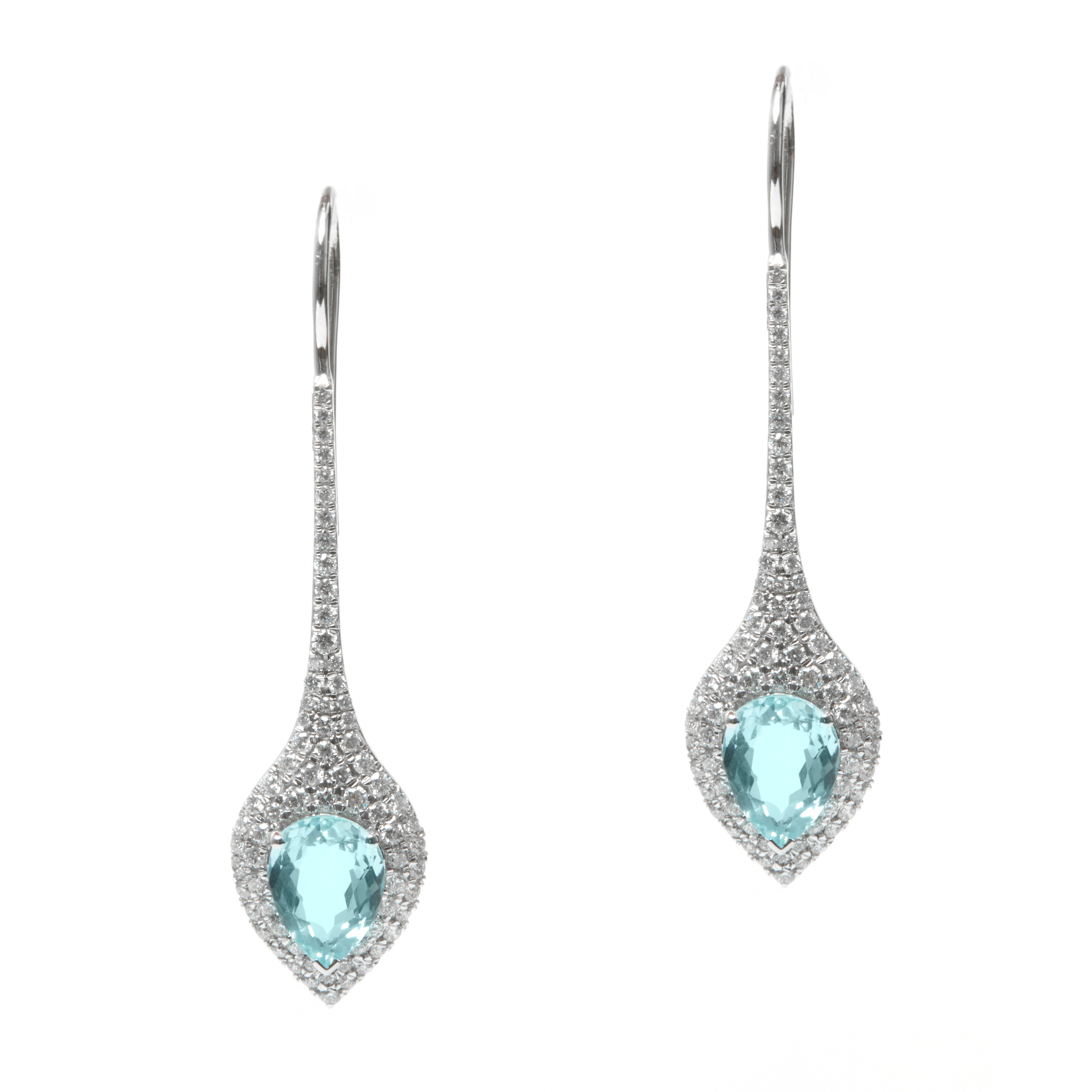 Cercei TIMELESS din aur alb de 18k cu acvamarin si diamante