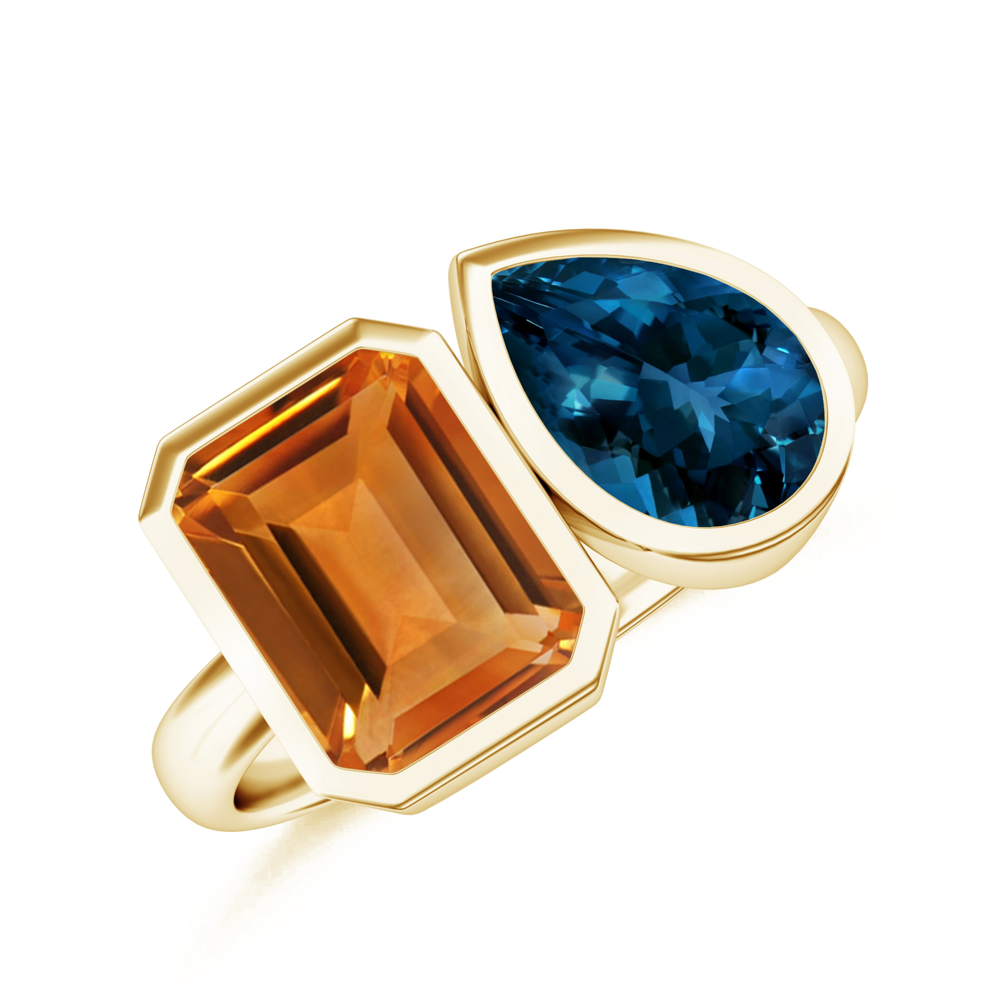 Inel DUET din aur galben de 18k cu citrin si topaz