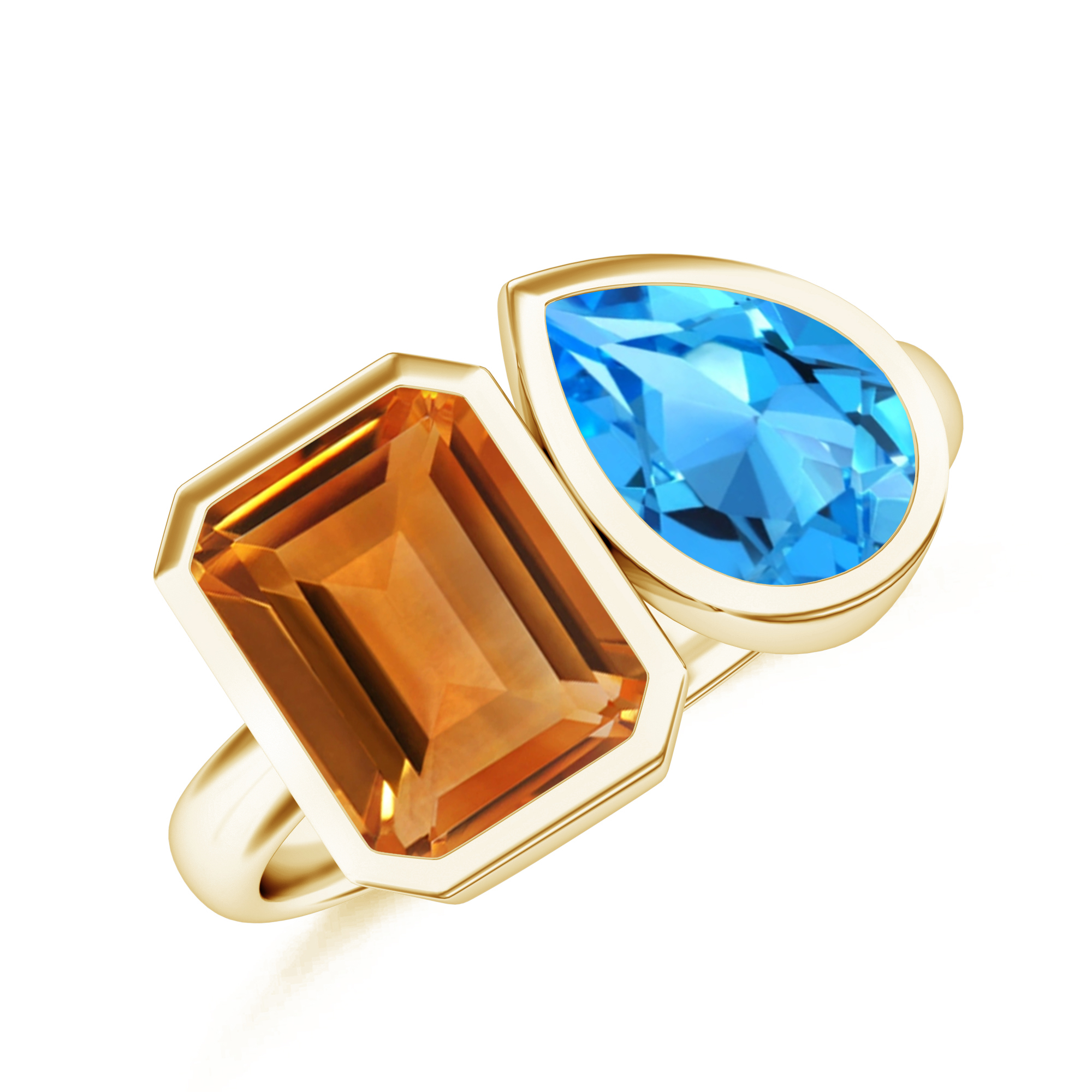 Inel DUET din aur galben de 18k cu citrin si topaz swiss