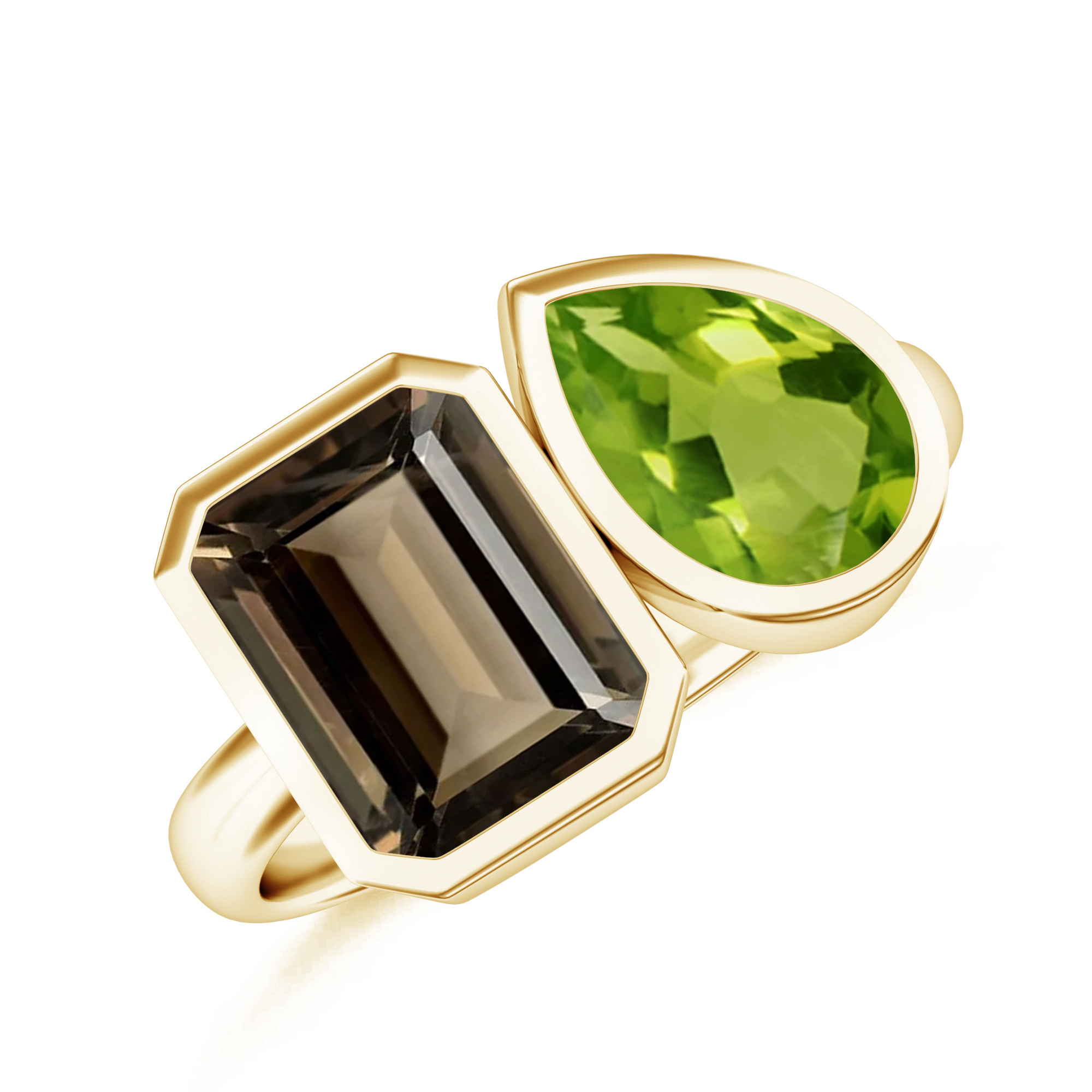 Inel DUET din aur galben de 18k, cuart si peridot