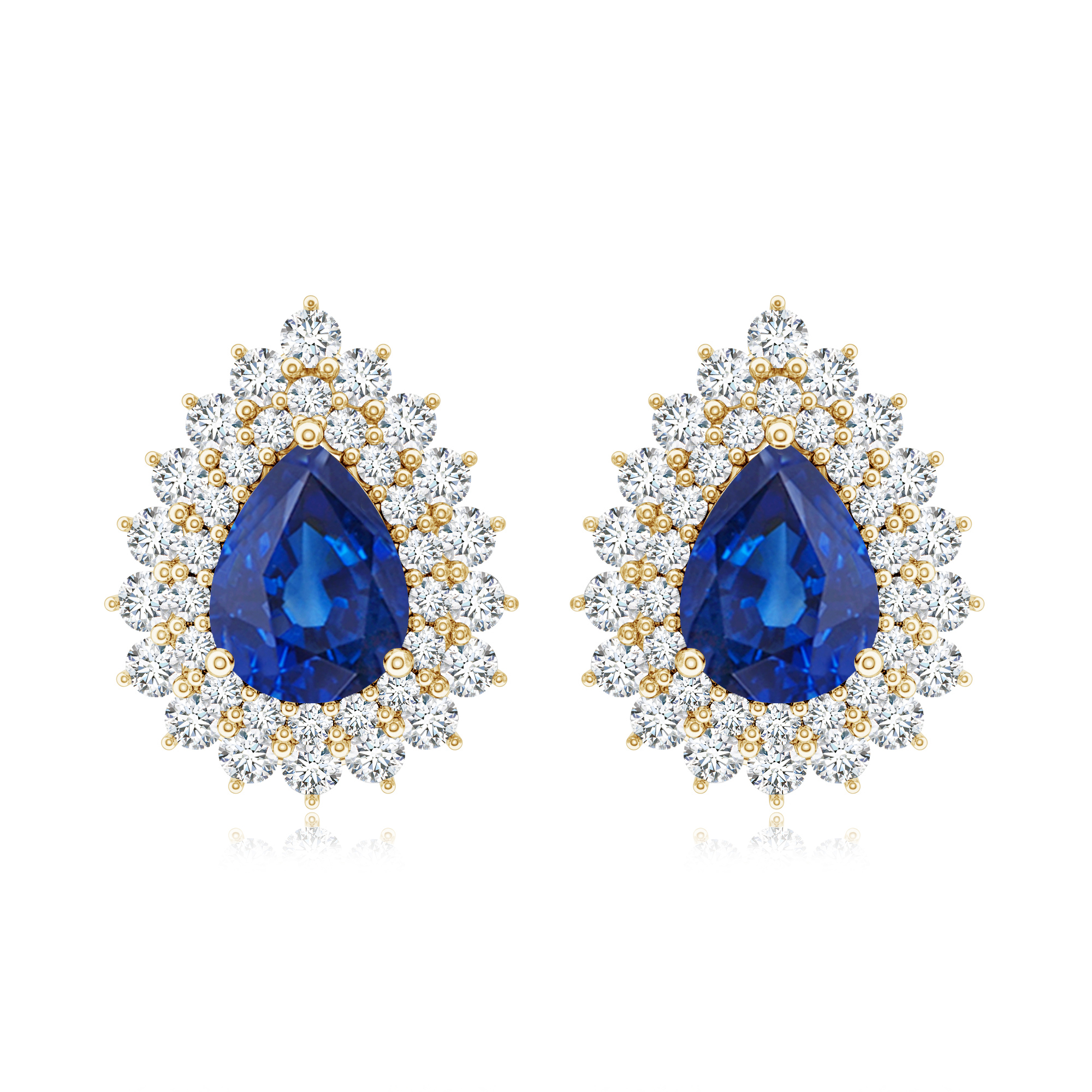Cercei TIMELESS: aur galben 18k / safire albastre / diamante
