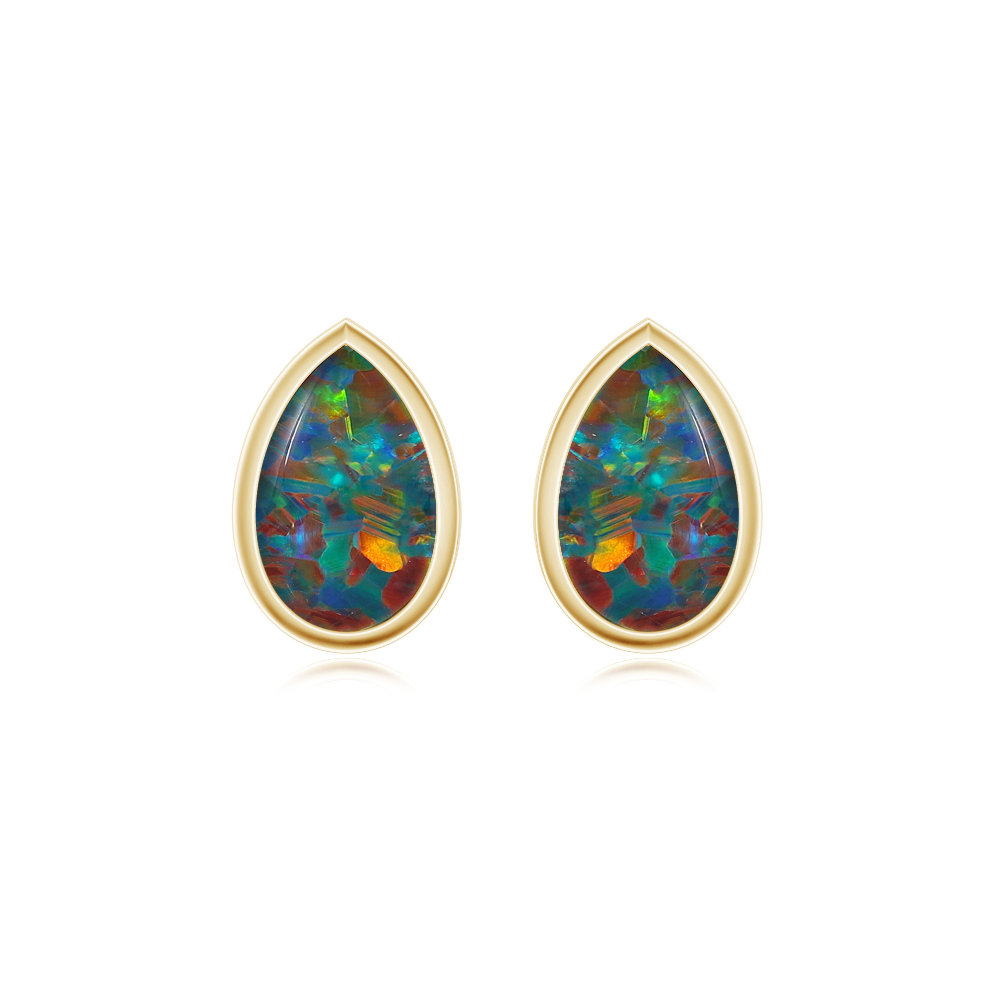 Cercei VESTA din aur galben de 18k cu opal australian