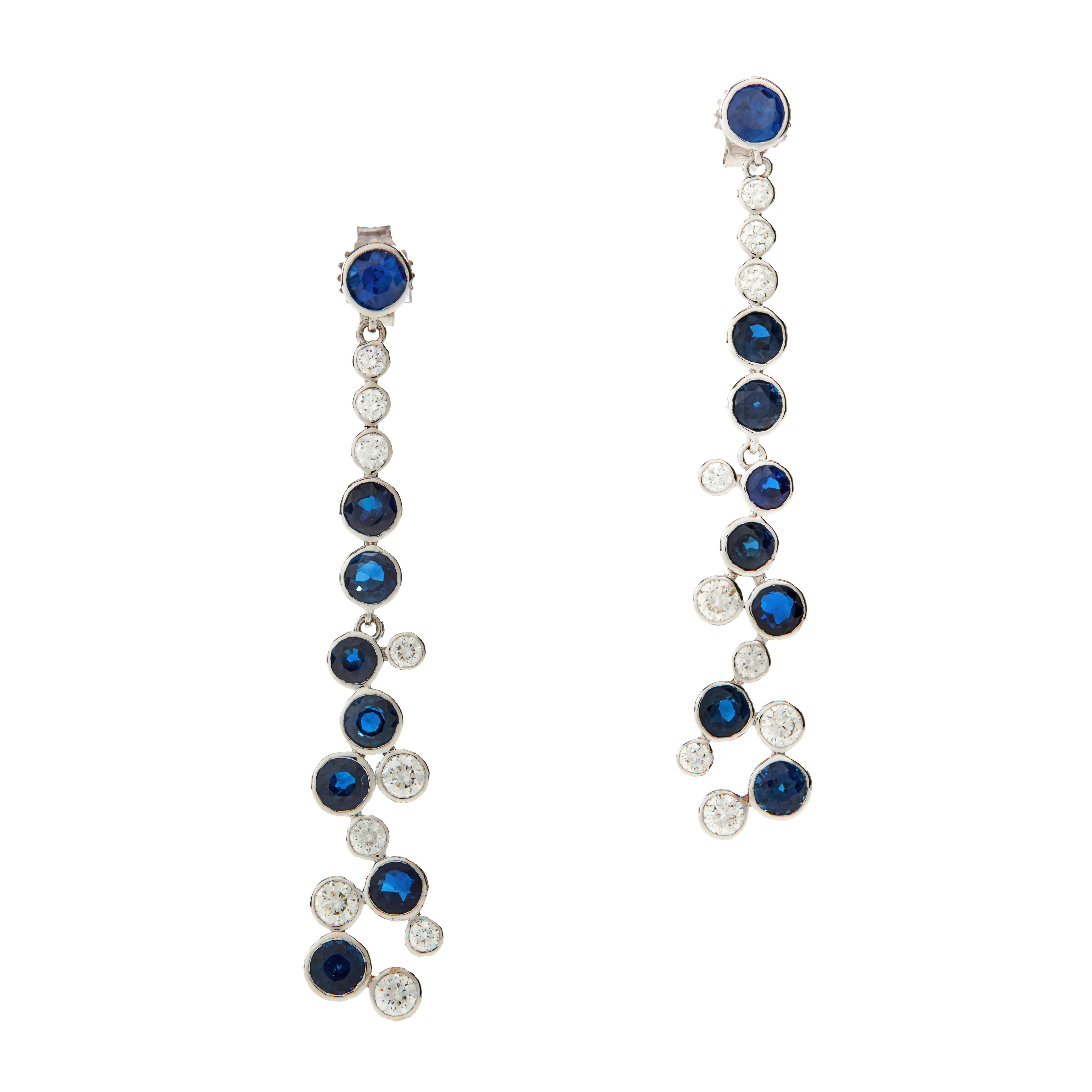Cercei TIMELESS din aur alb de 18k cu safire albastre si diamante