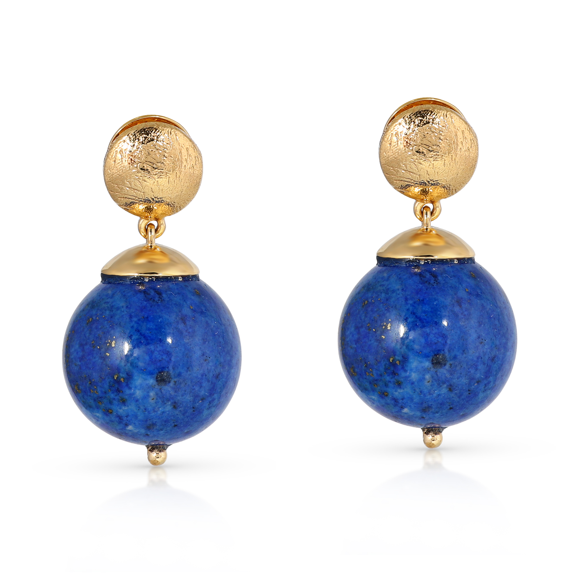 Cercei GEMMA din aur galben de 18k cu lapis lazuli