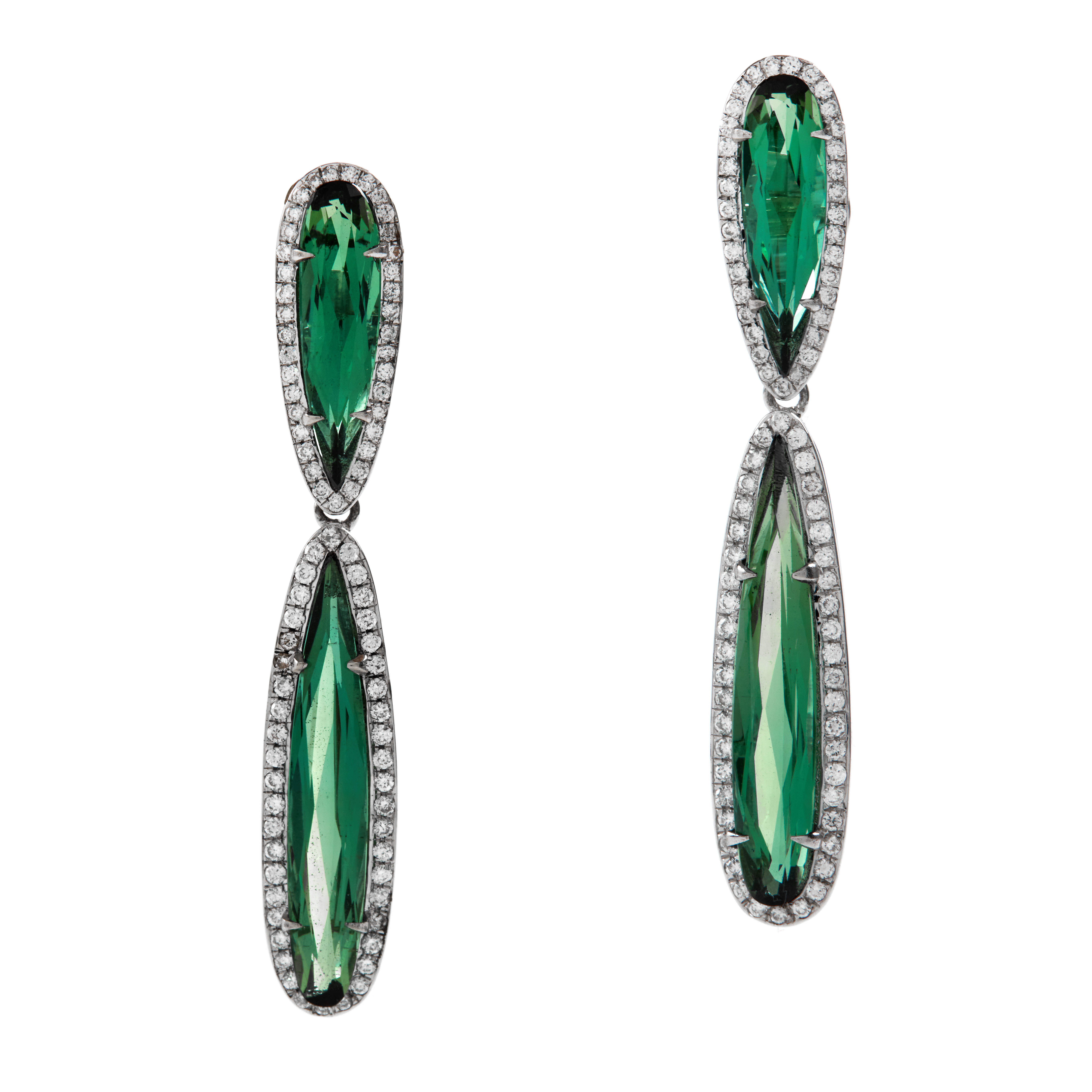 Cercei TIMELESS din aur alb de 18k cu turmalina si diamante