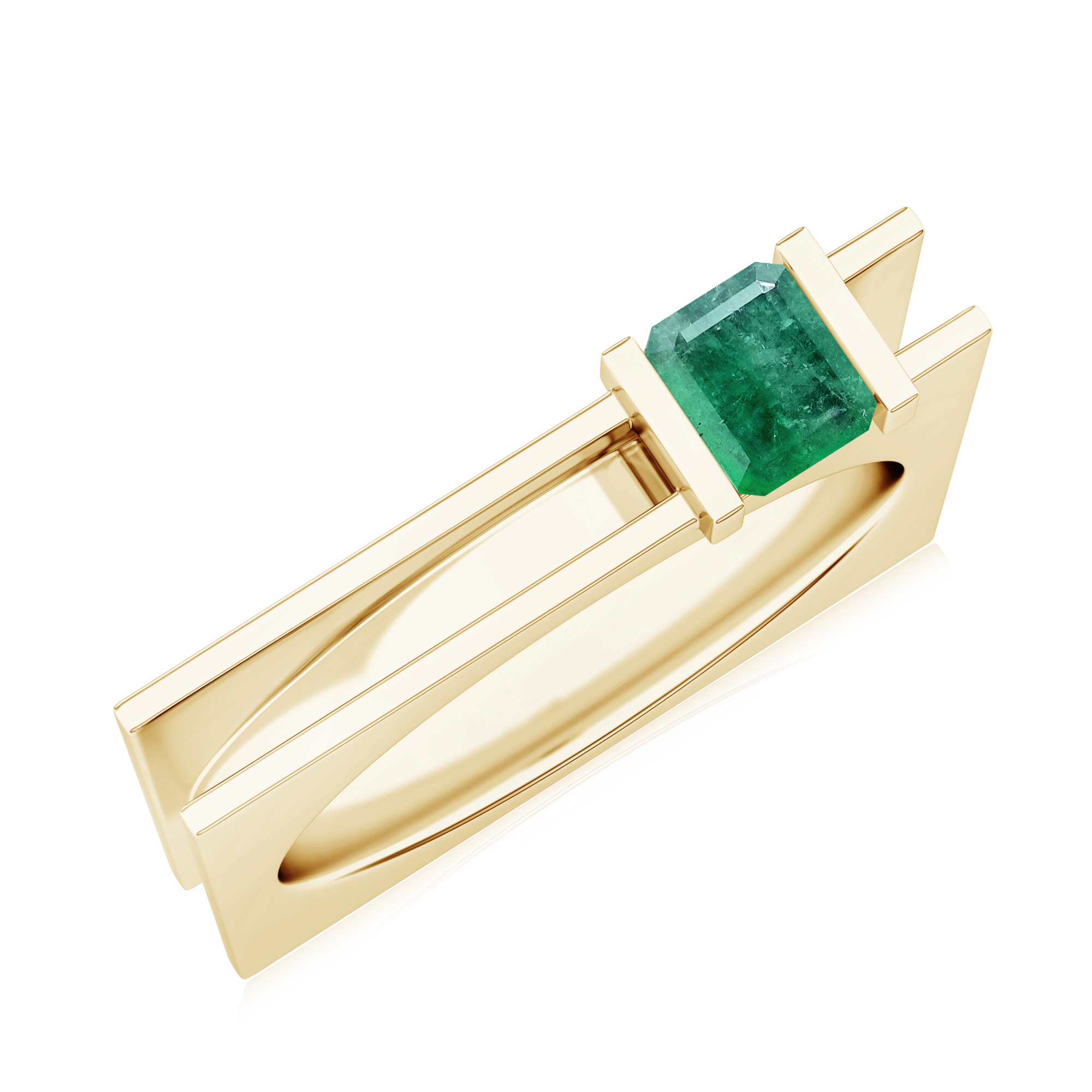 Inel TIMELESS din aur galben de 18k cu smarald