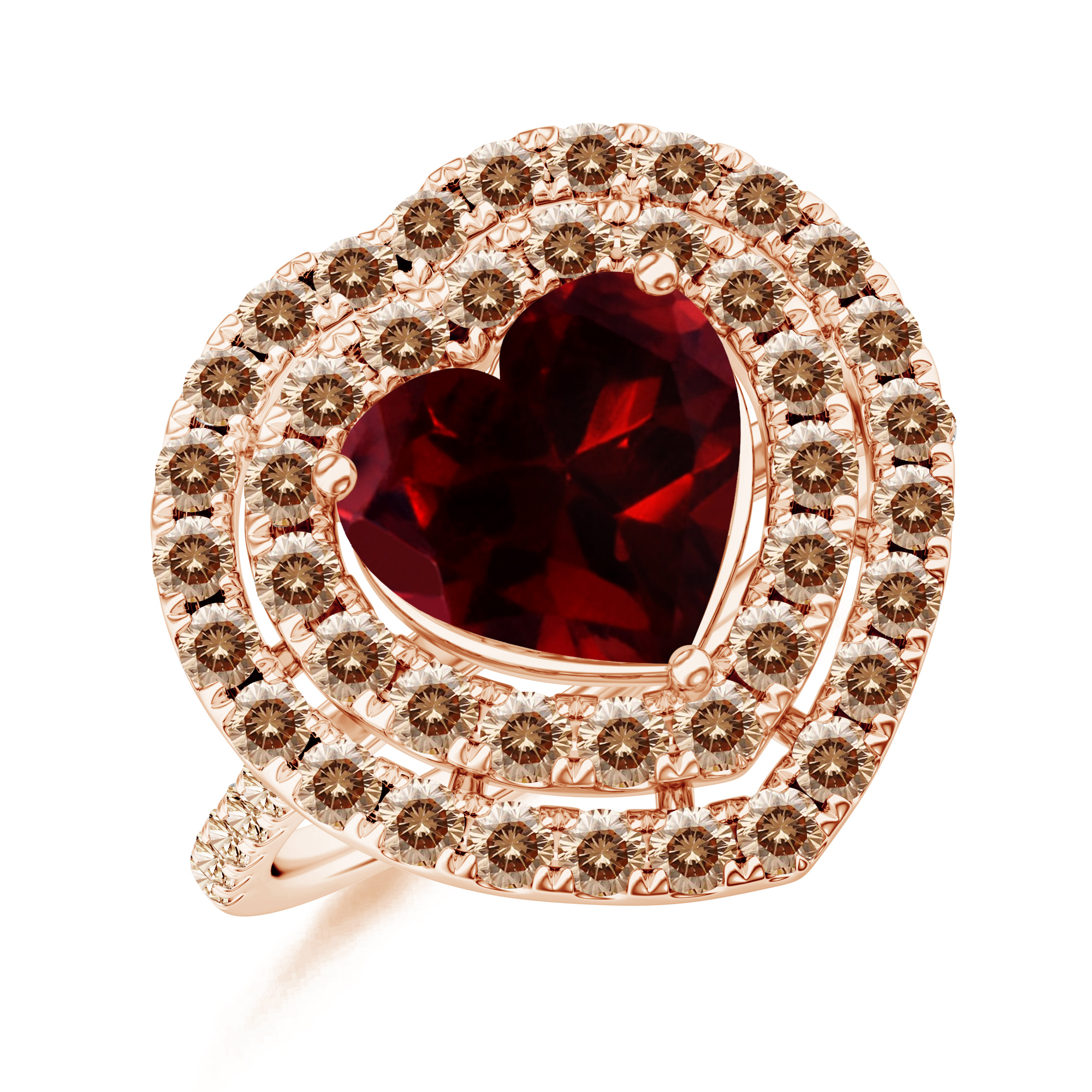 Inel TIMELESS din aur roz de 18k cu granat si diamante
