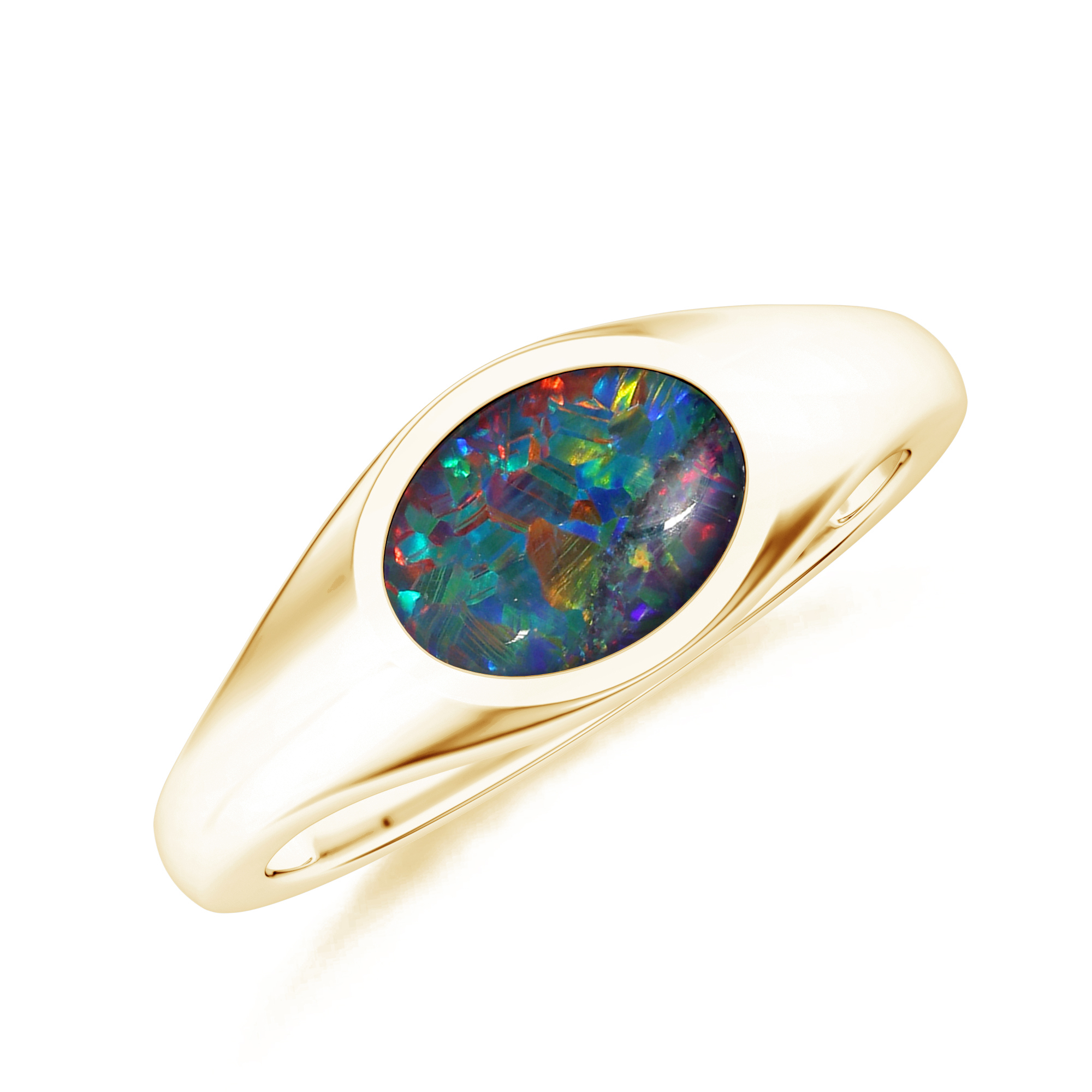 Inel VESTA din aur galben de 18k cu opal australian