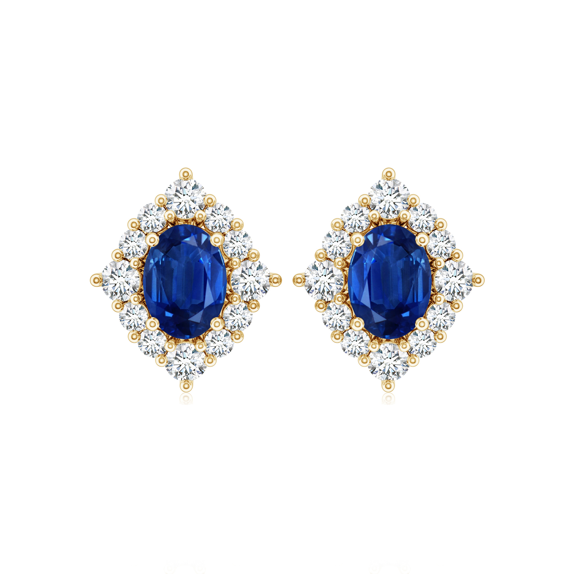 Cercei TIMELESS: aur galben de 18k / safir / diamante