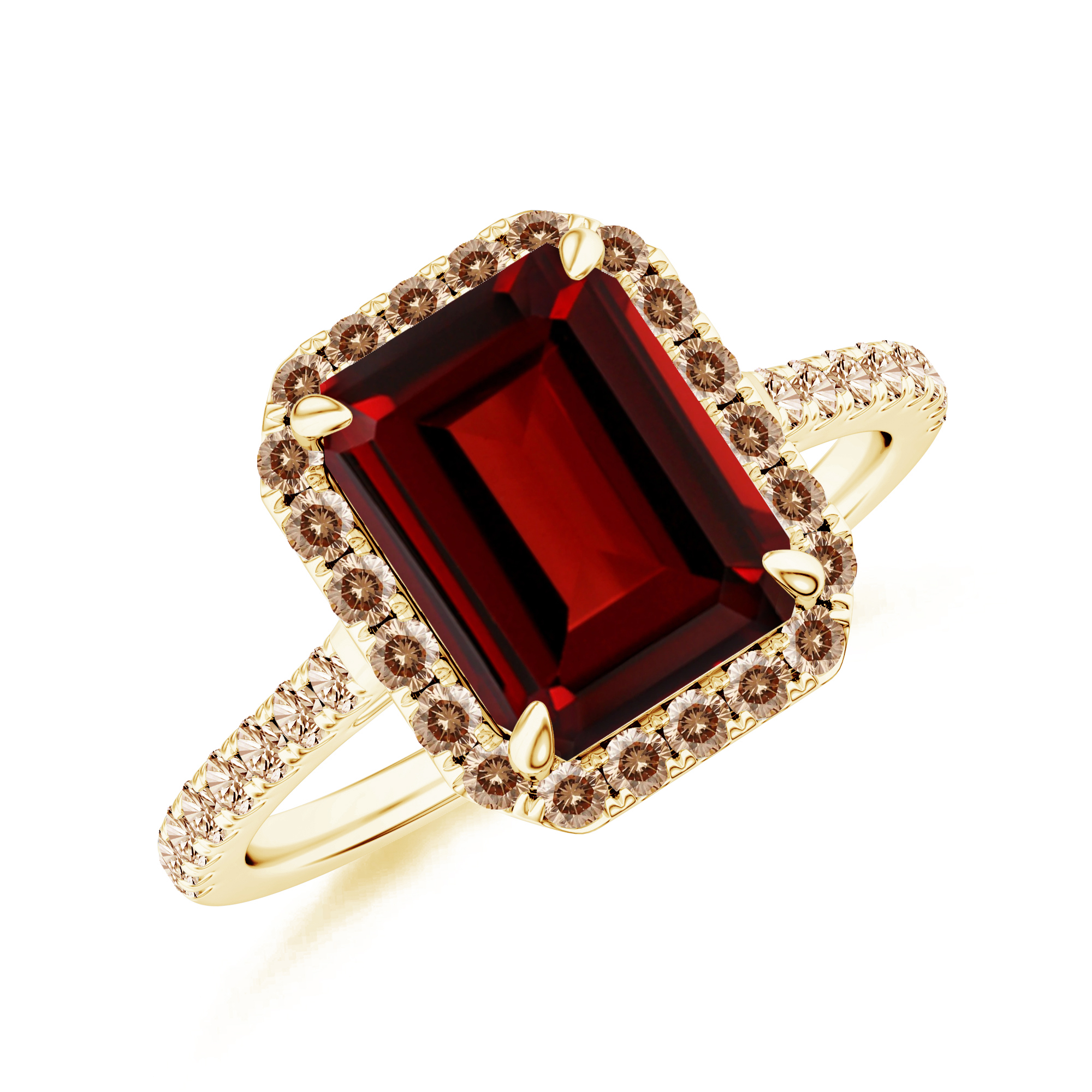 Inel TIMELESS din aur galben de 18k cu granat si diamante