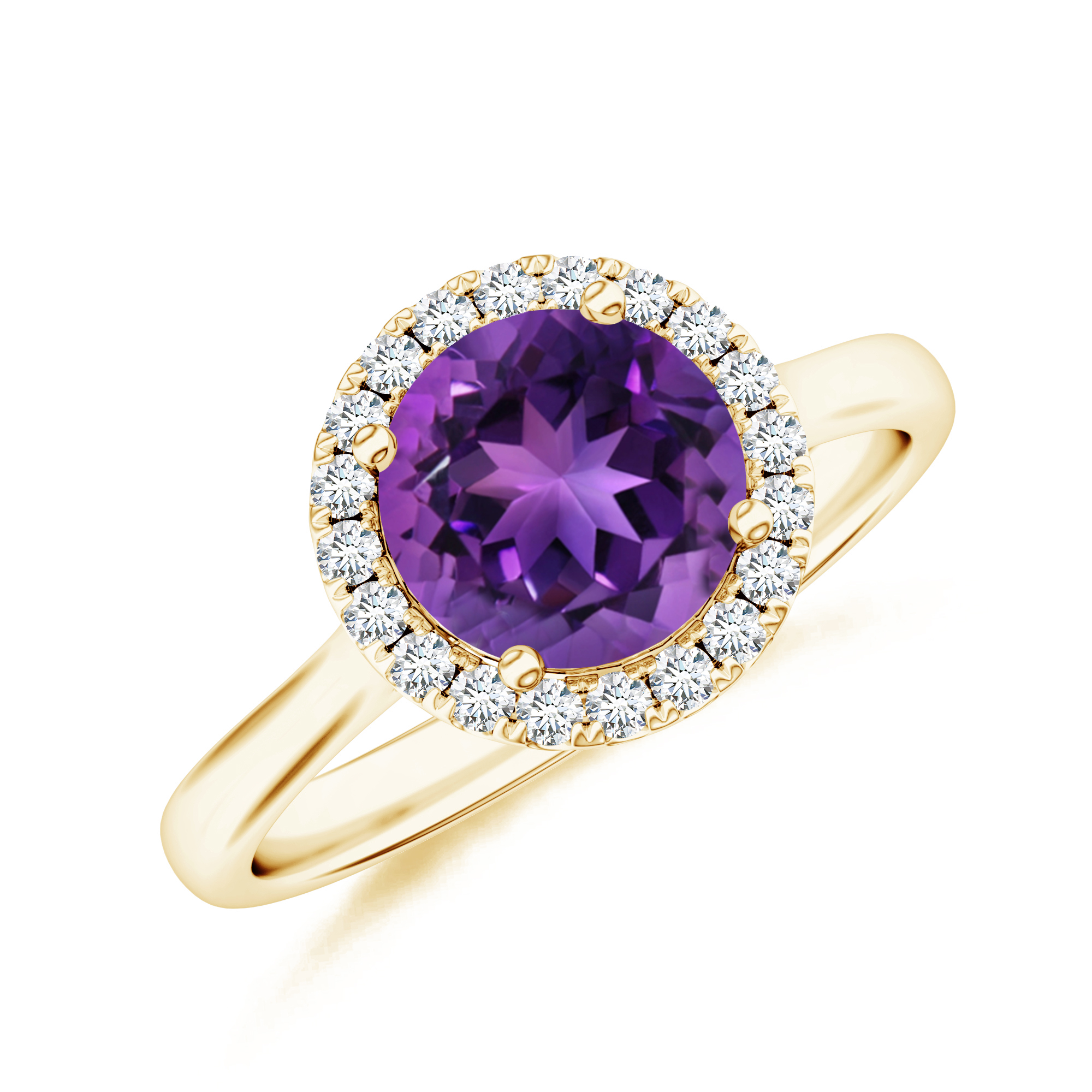 Inel TIMELESS: aur galben 18k, ametist / diamante