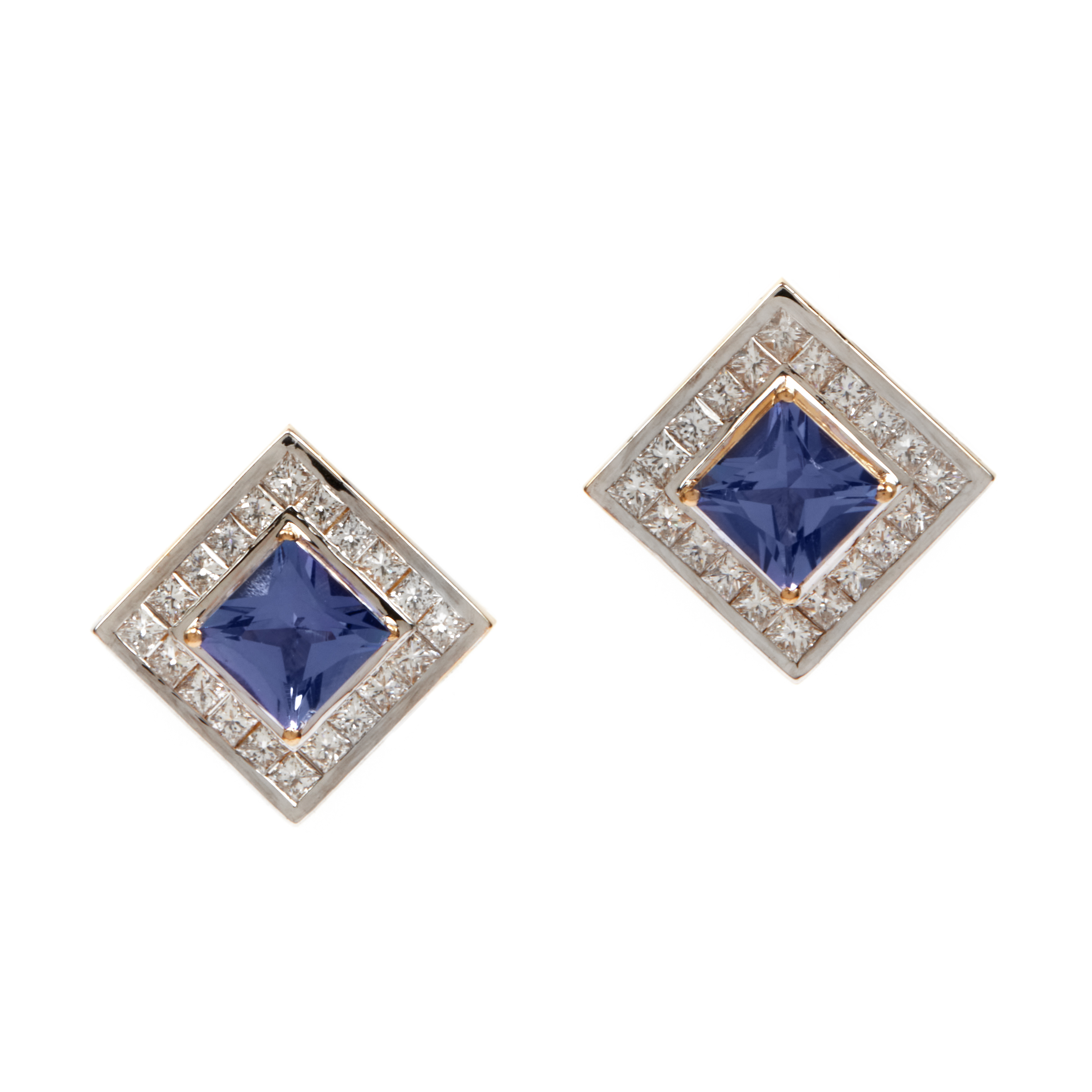 Cercei TIMELESS din aur galben de 18k cu tanzanit si diamante