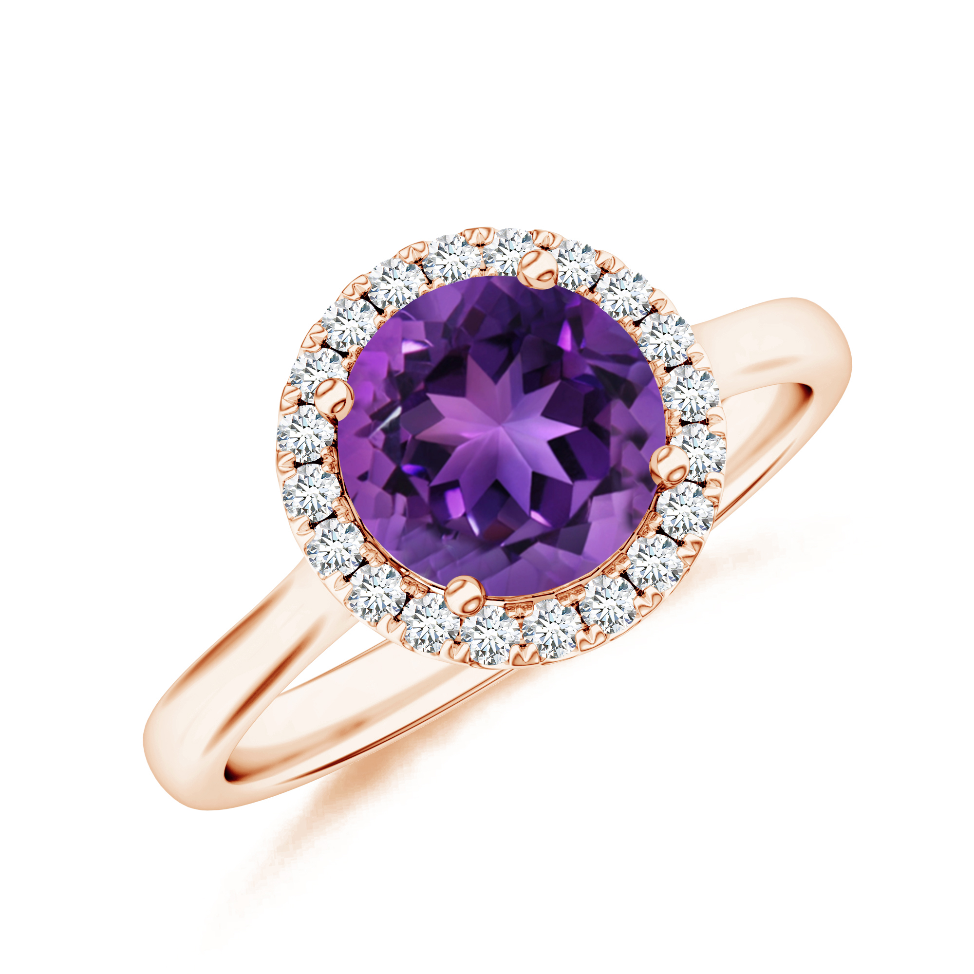Inel TIMELESS: aur roz 18k, ametist / diamante