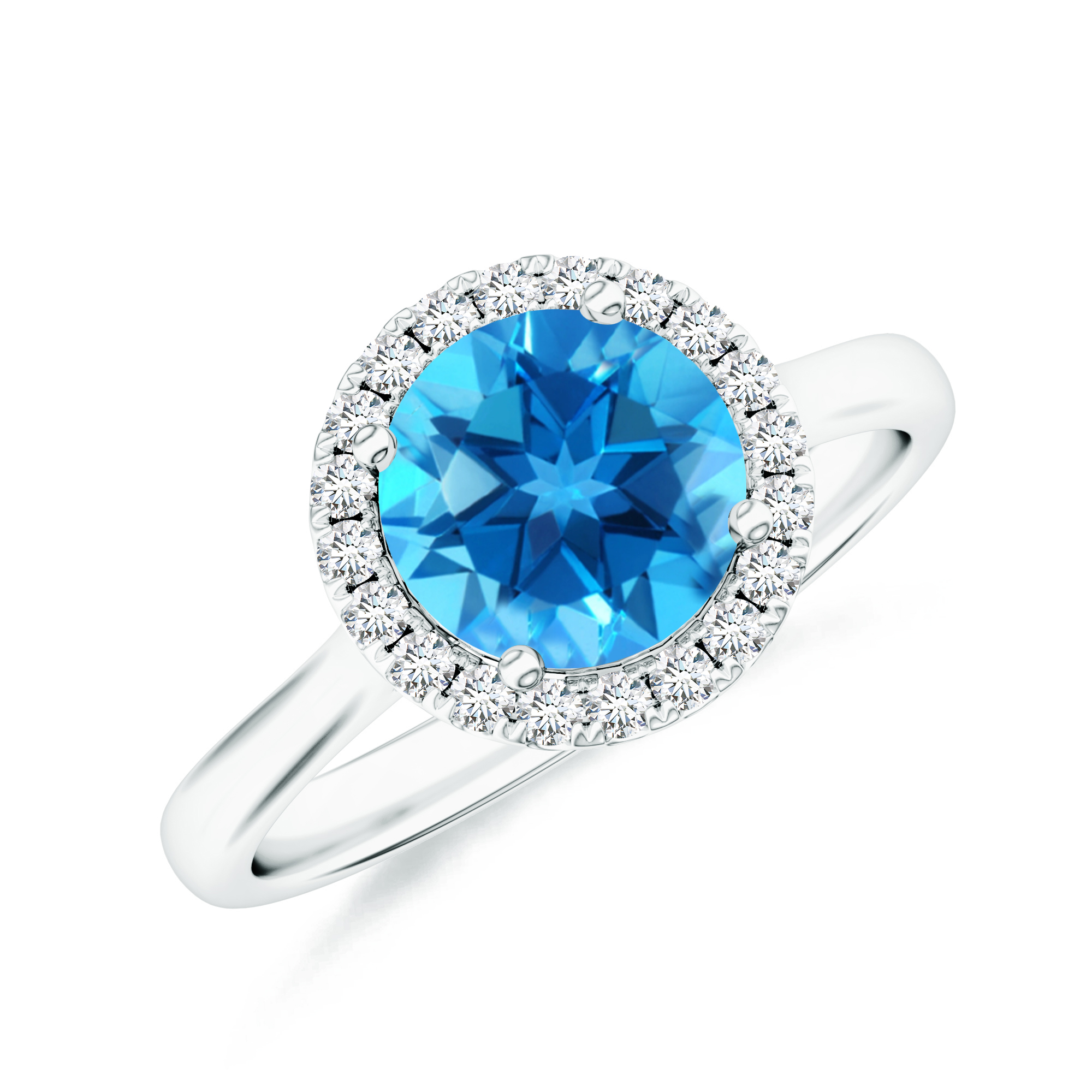 Inel TIMELESS: aur alb 18k, topaz / diamante