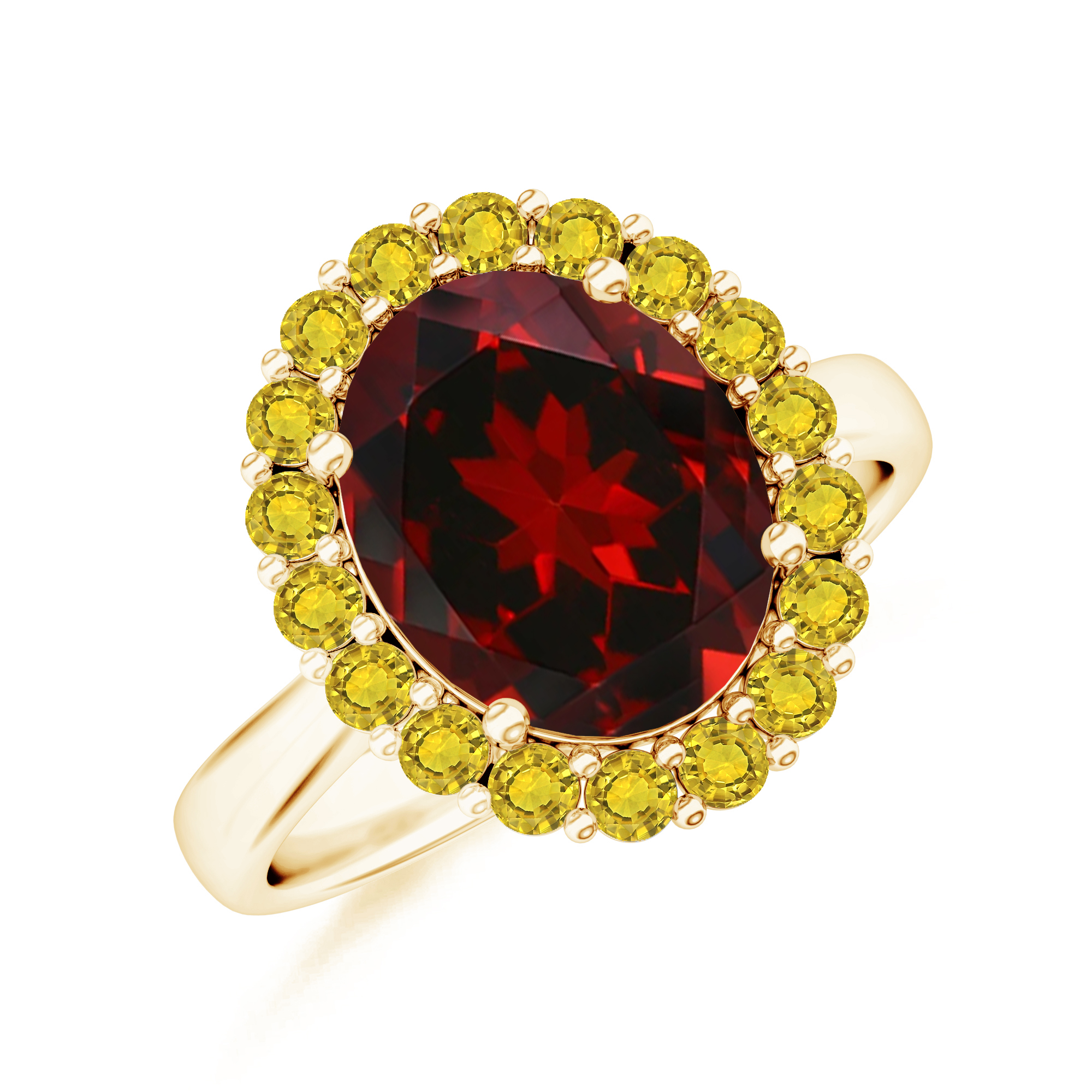 Inel TIMELESS din aur galben de 18k cu granat si safir galben