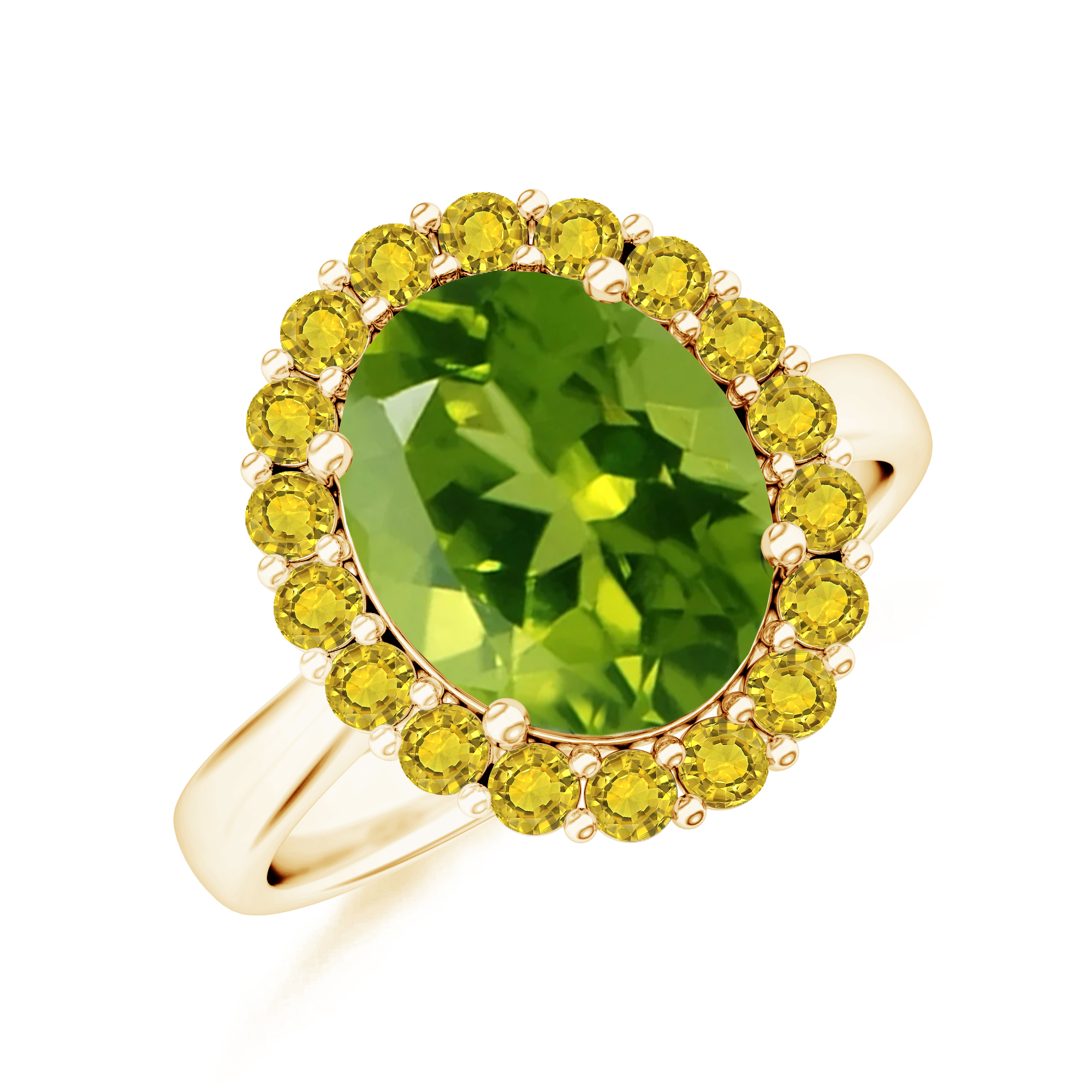 Inel TIMELESS din aur galben de 18k cu peridot si safir galben