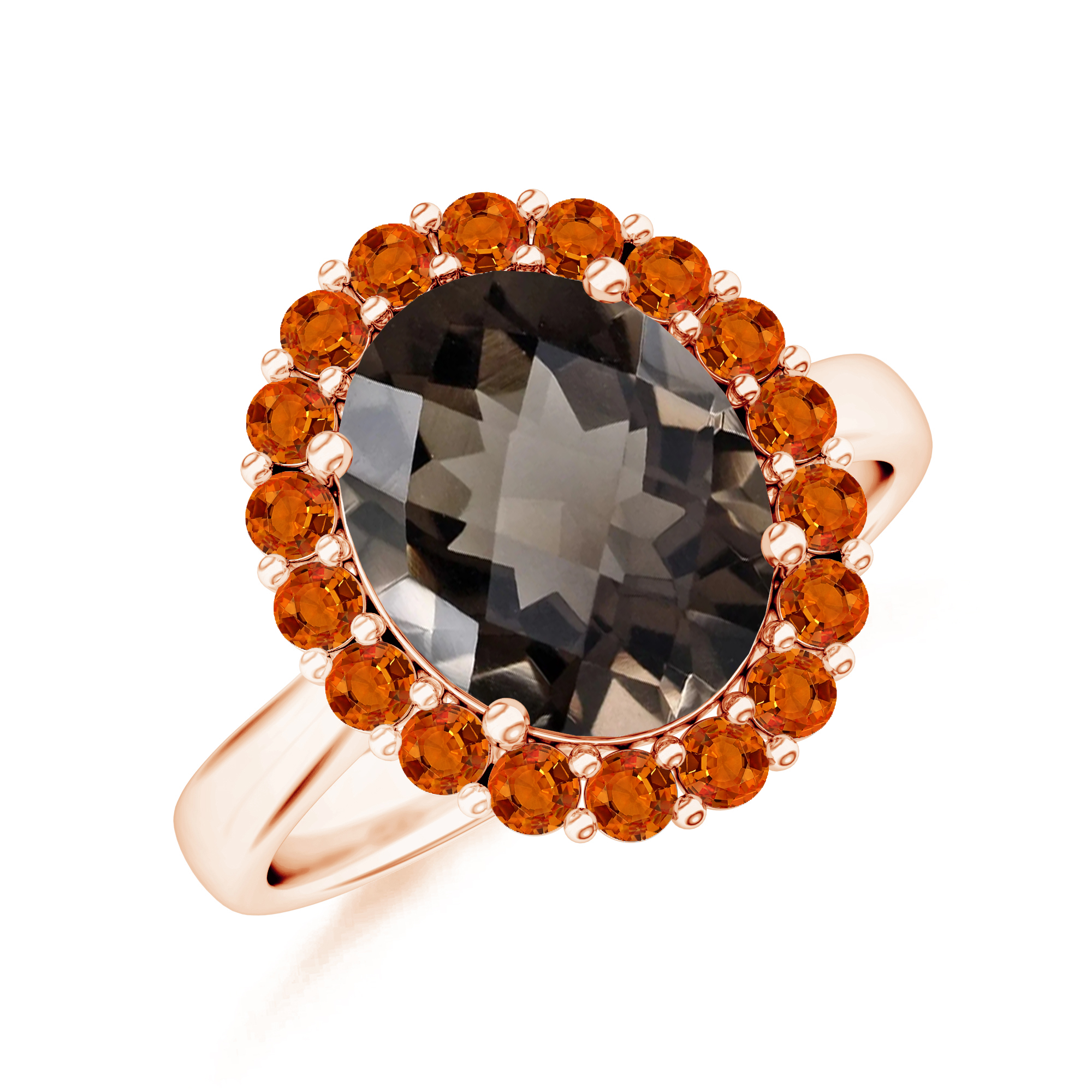 Inel TIMELESS: aur roz de 18k, cuart si safir portocaliu