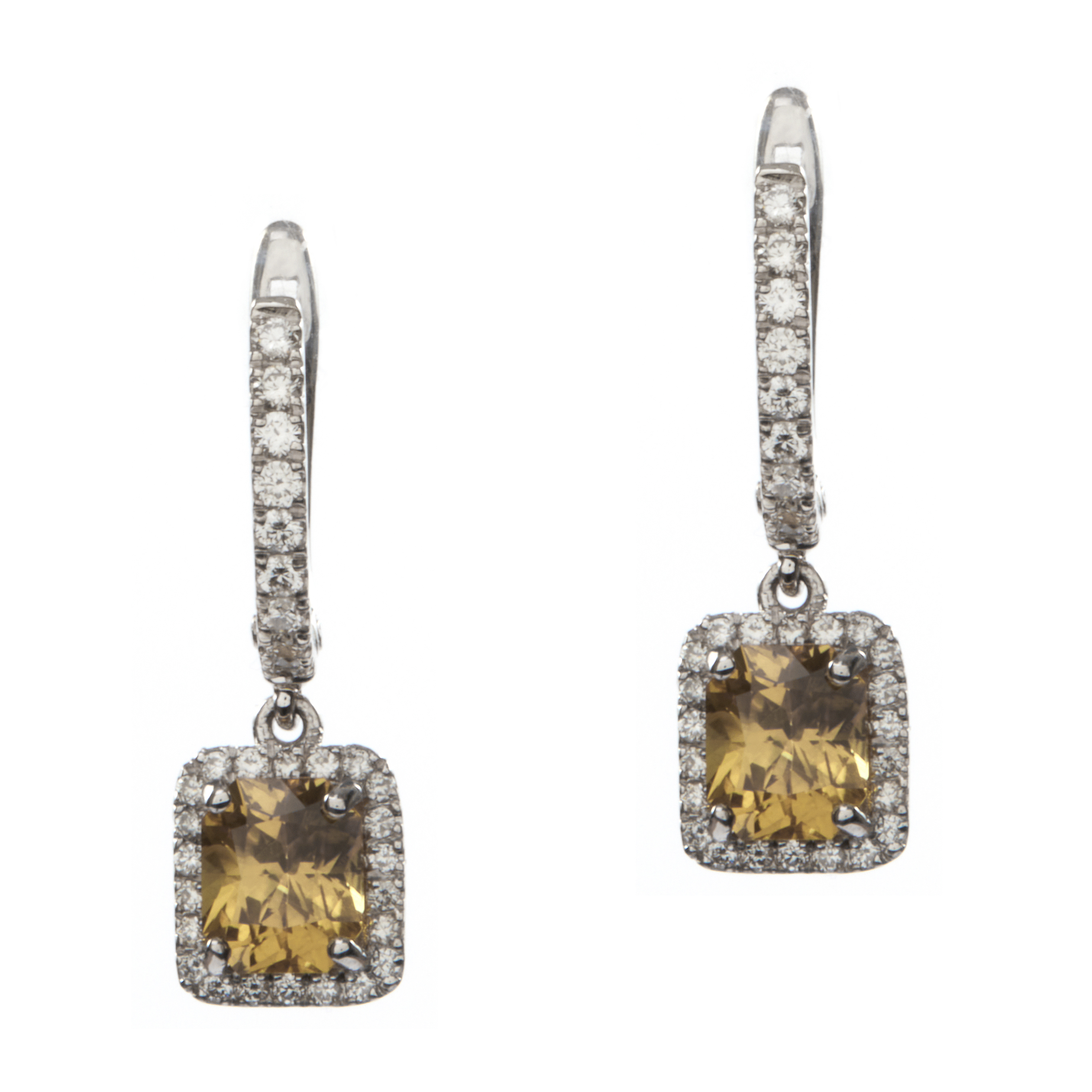 Cercei TIMELESS din aur alb de 18k cu safire galbene si diamante