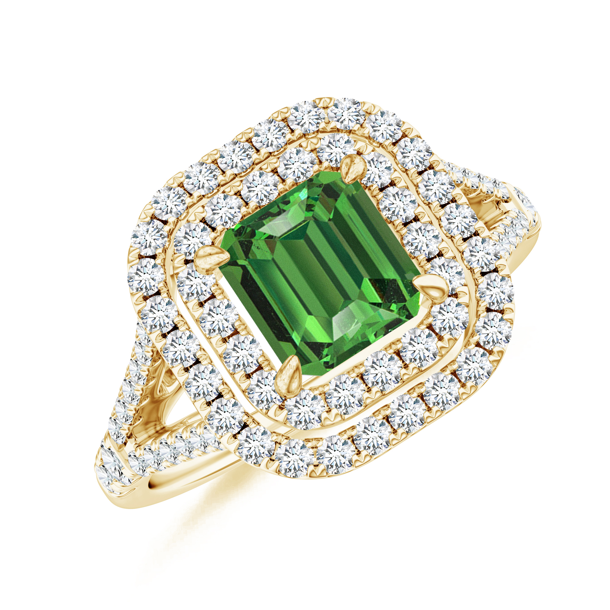 Inel TIMELESS: aur galben 18k cu tsavorit si diamante