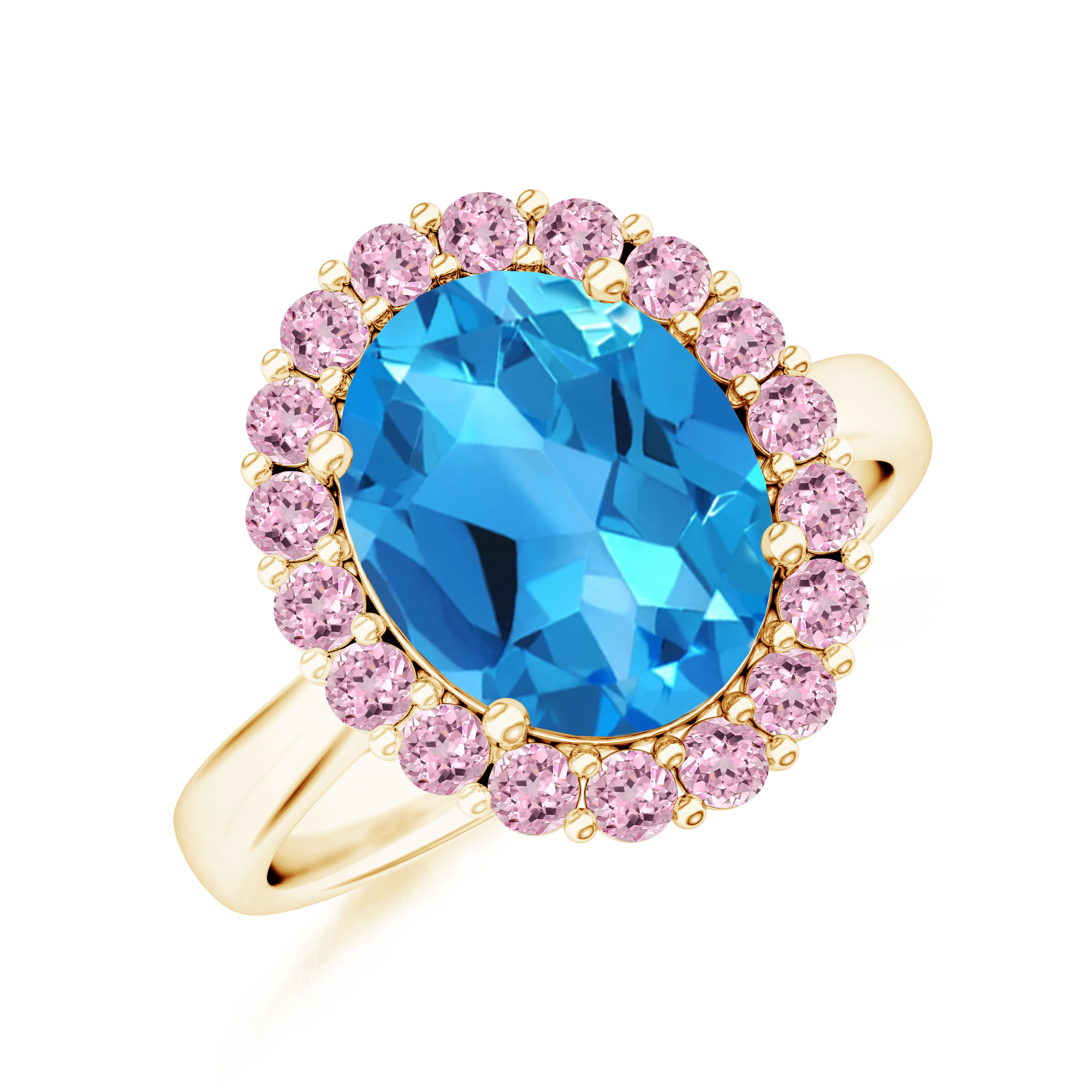 Inel TIMELESS din aur galben de 18k cu topaz si safir roz