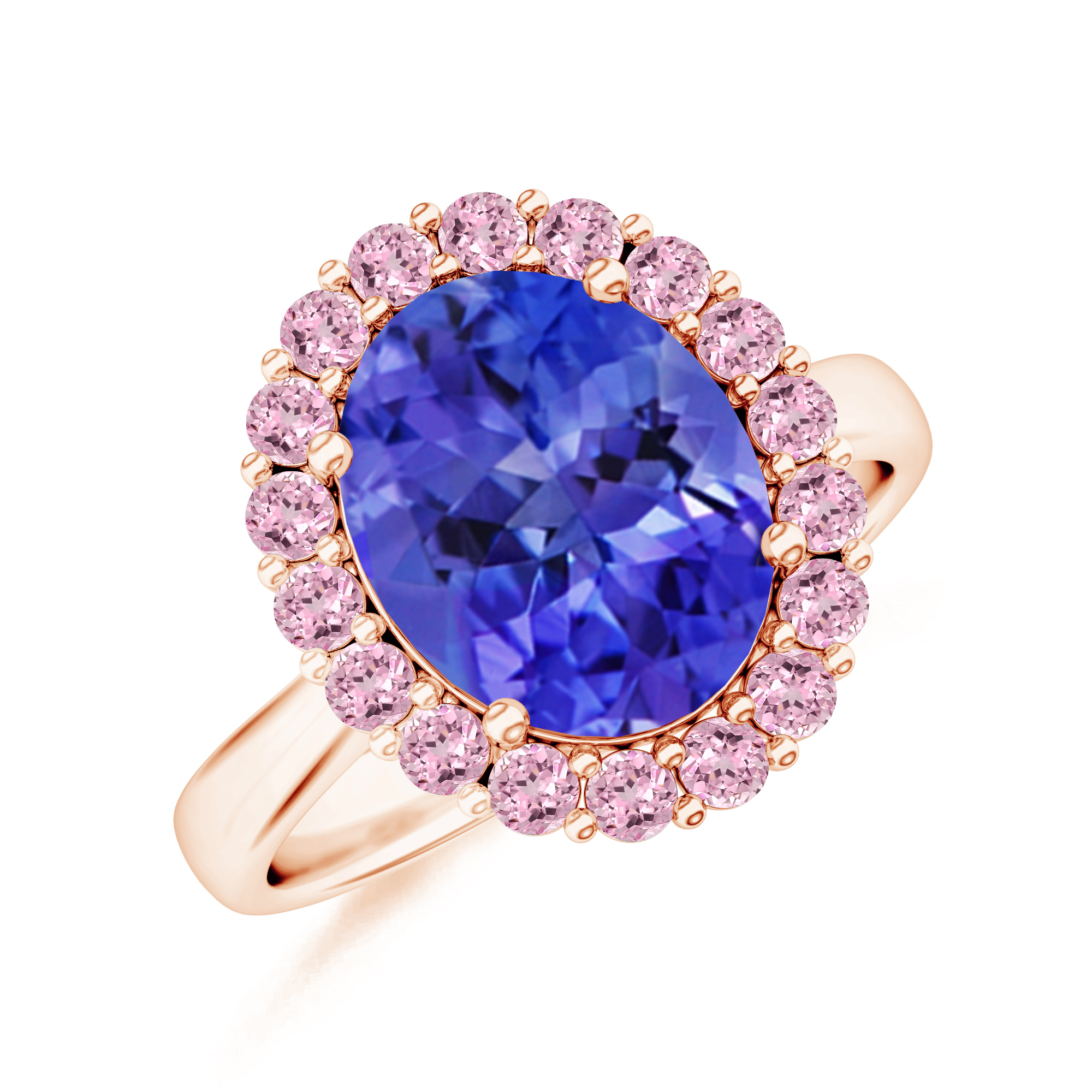 Inel TIMELESS din aur roz de 18k cu tanzanit si safir roz