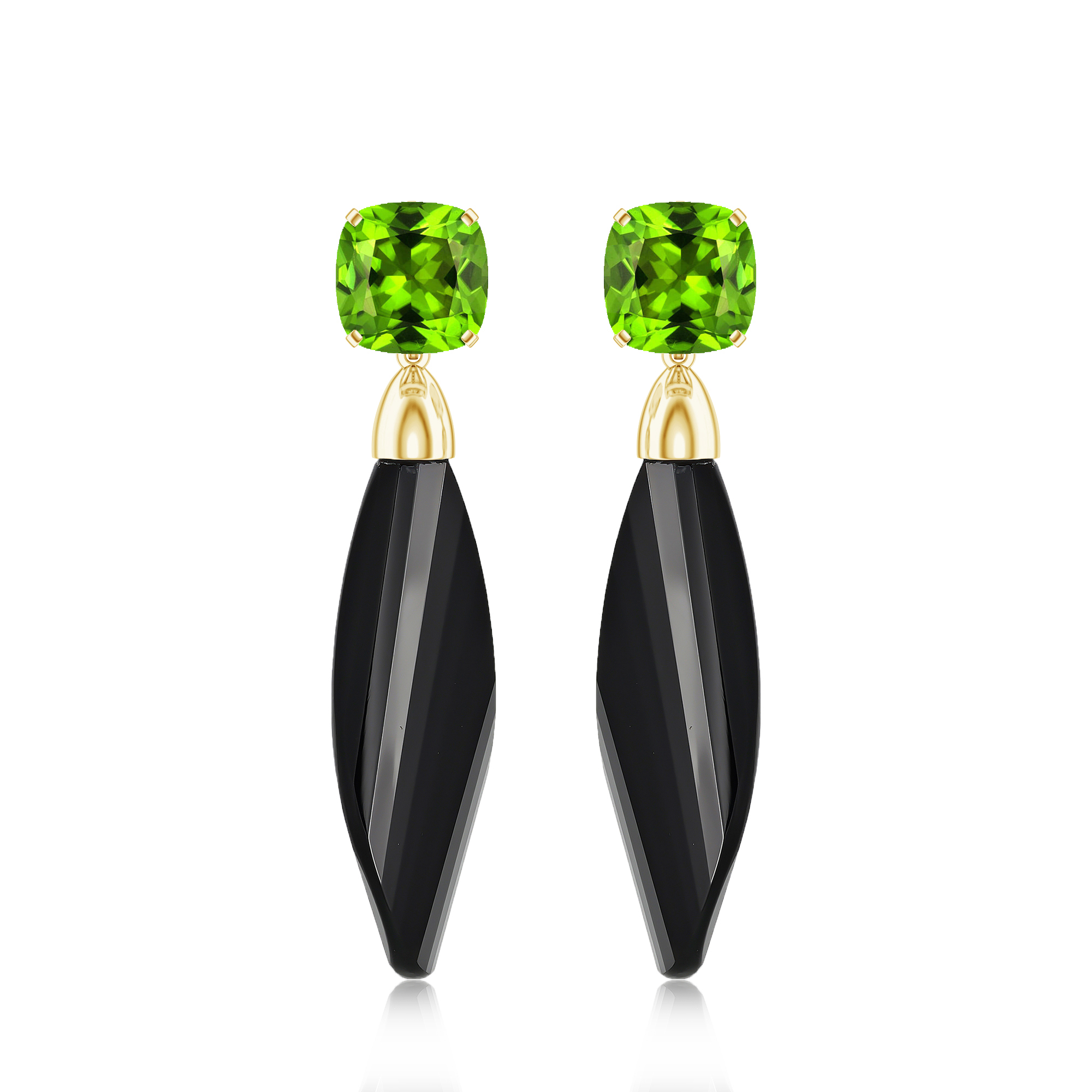 CERCEI GEMMA: aur galben de 18k / peridot / onix