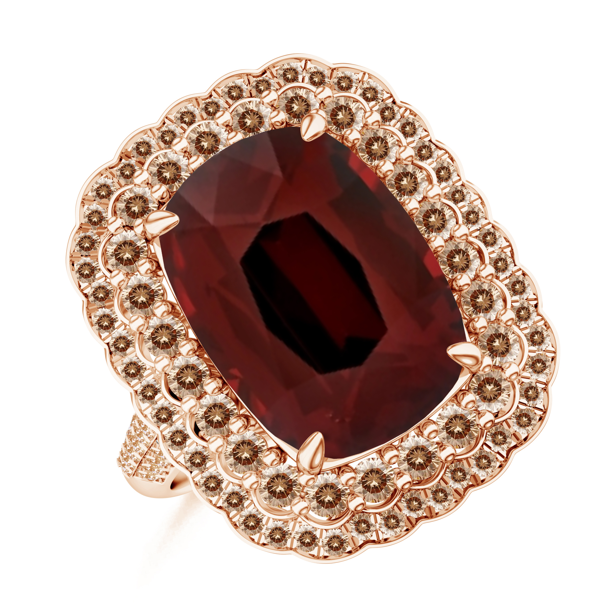 Inel TIMELESS din aur roz de 18k cu granat si diamante