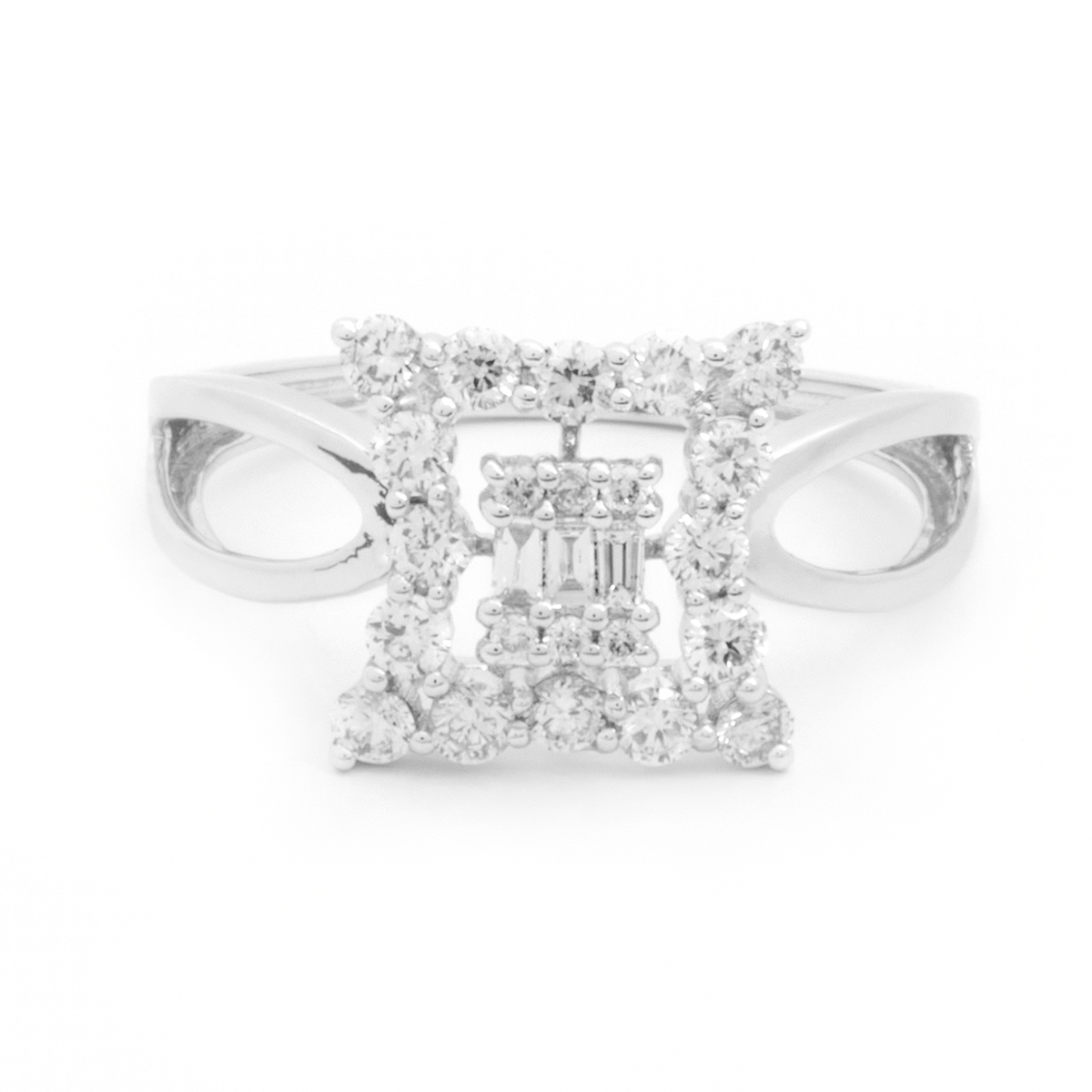 Inel DIAMONDS din aur alb de 14k cu diamante