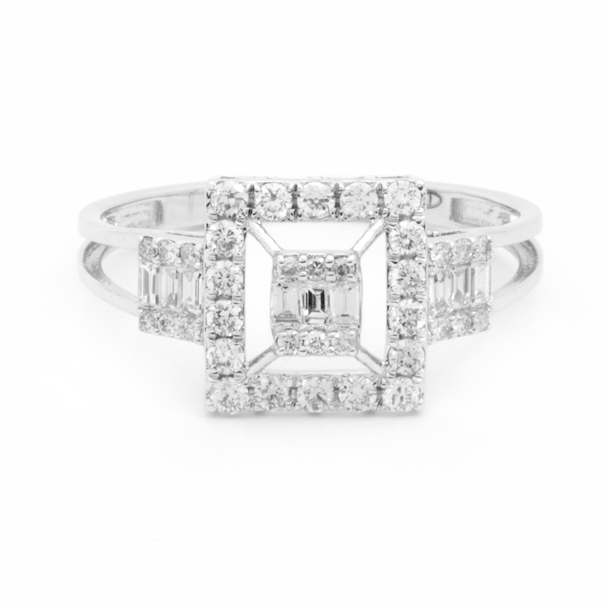 Inel DIAMONDS din aur alb de 14k cu diamante