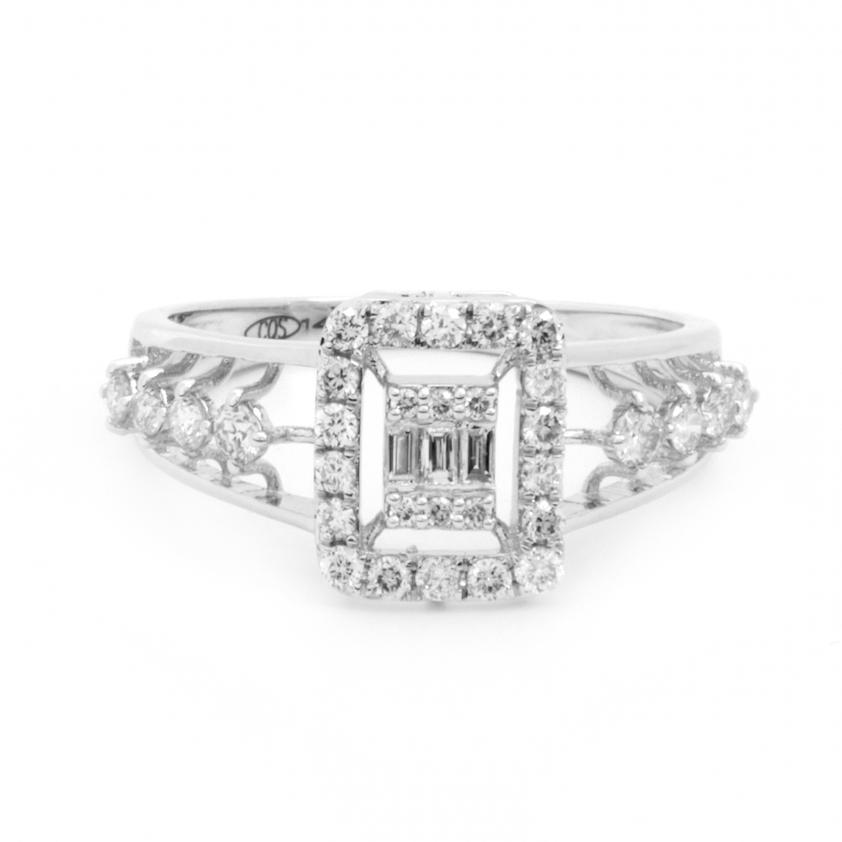 Inel DIAMONDS din aur alb de 14k cu diamante