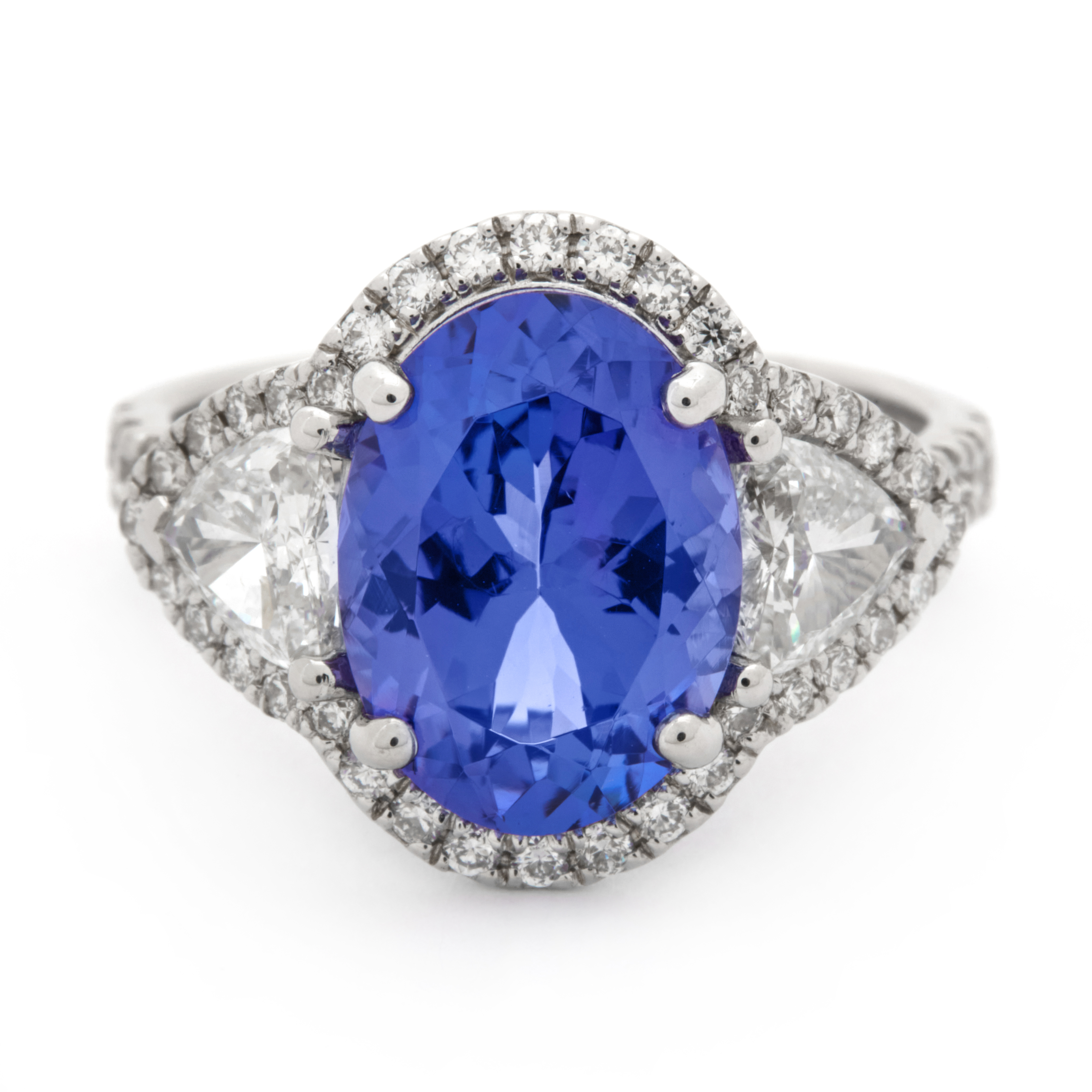Inel TIMELESS din aur alb de 18k cu tanzanit si diamante (IGI)