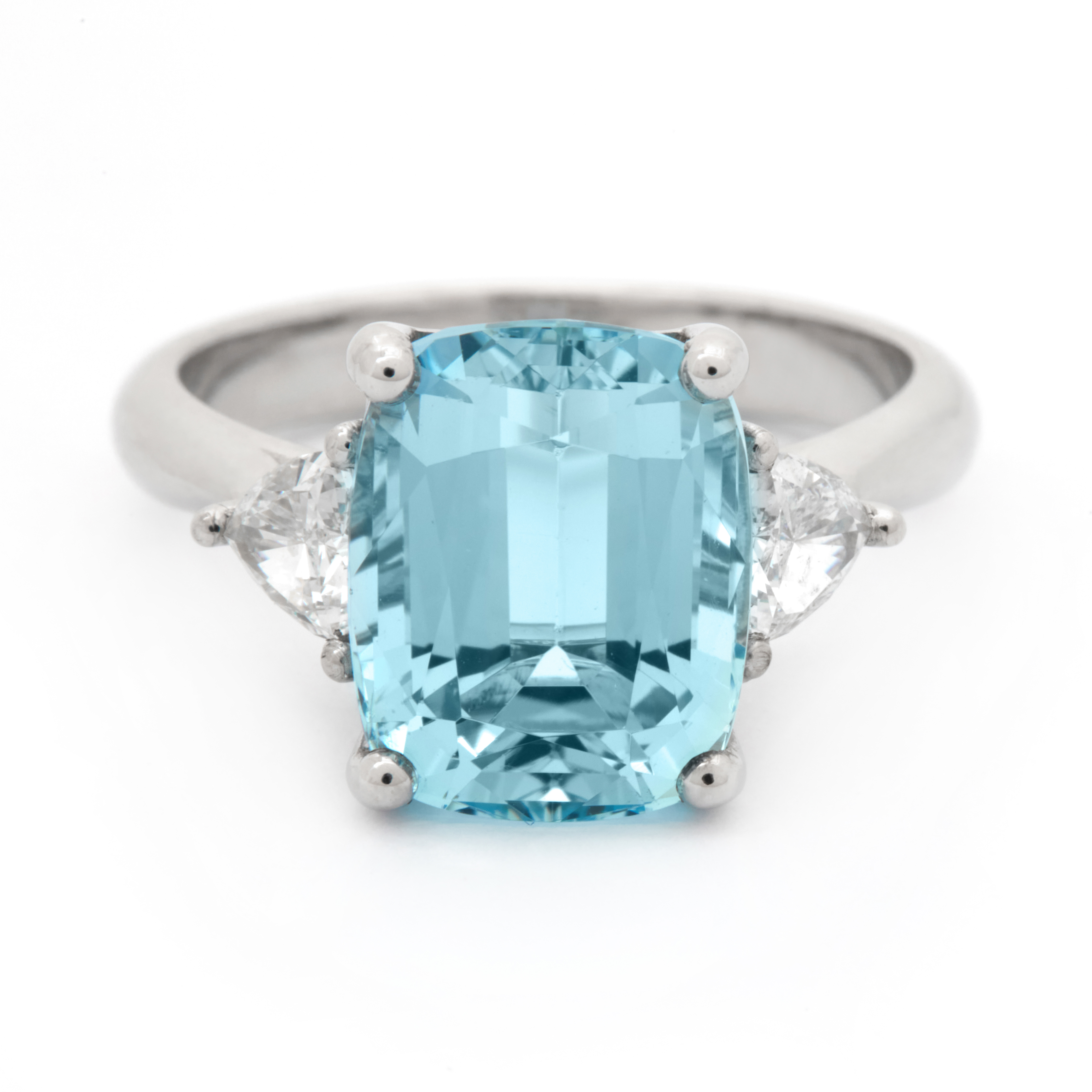 Inel TRIAD din aur alb de 18k cu acvamarin si diamante