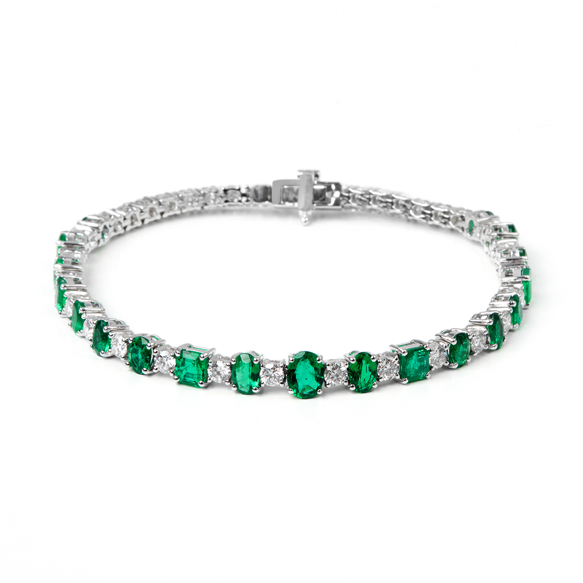 Bratara TIMELESS din aur alb de 18k cu smaralde si diamante
