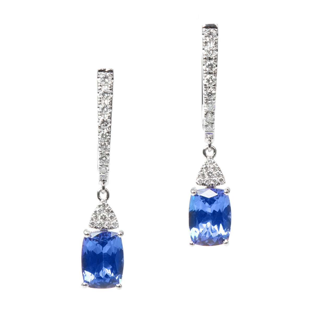 Cercei TIMELESS din aur alb de 18k cu tanzanit si diamante
