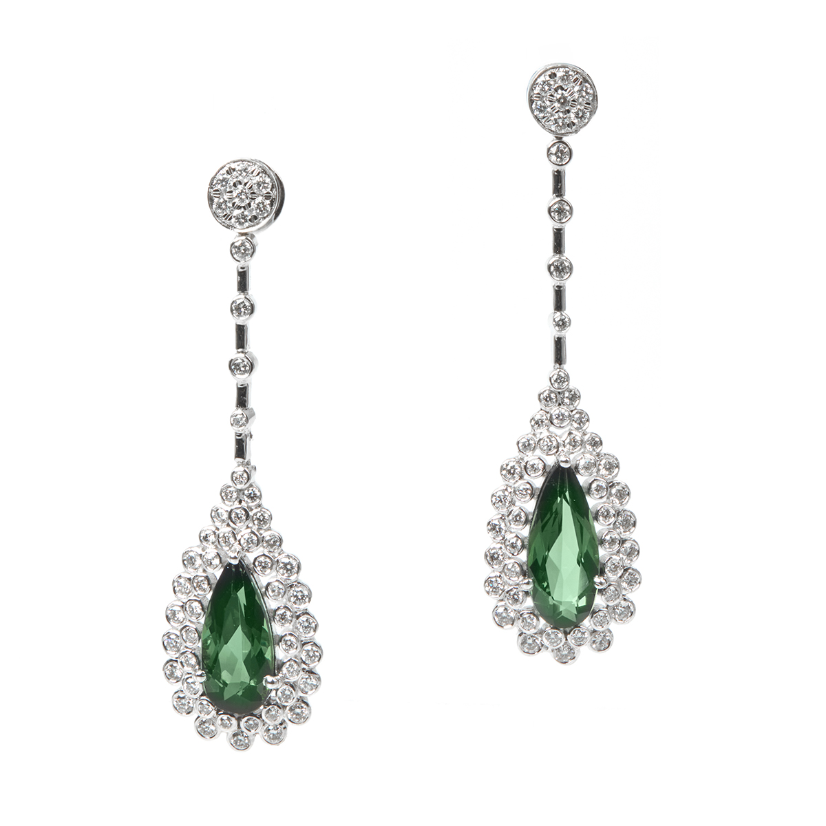 Cercei TIMELESS din aur alb de 18k cu turmalina si diamante